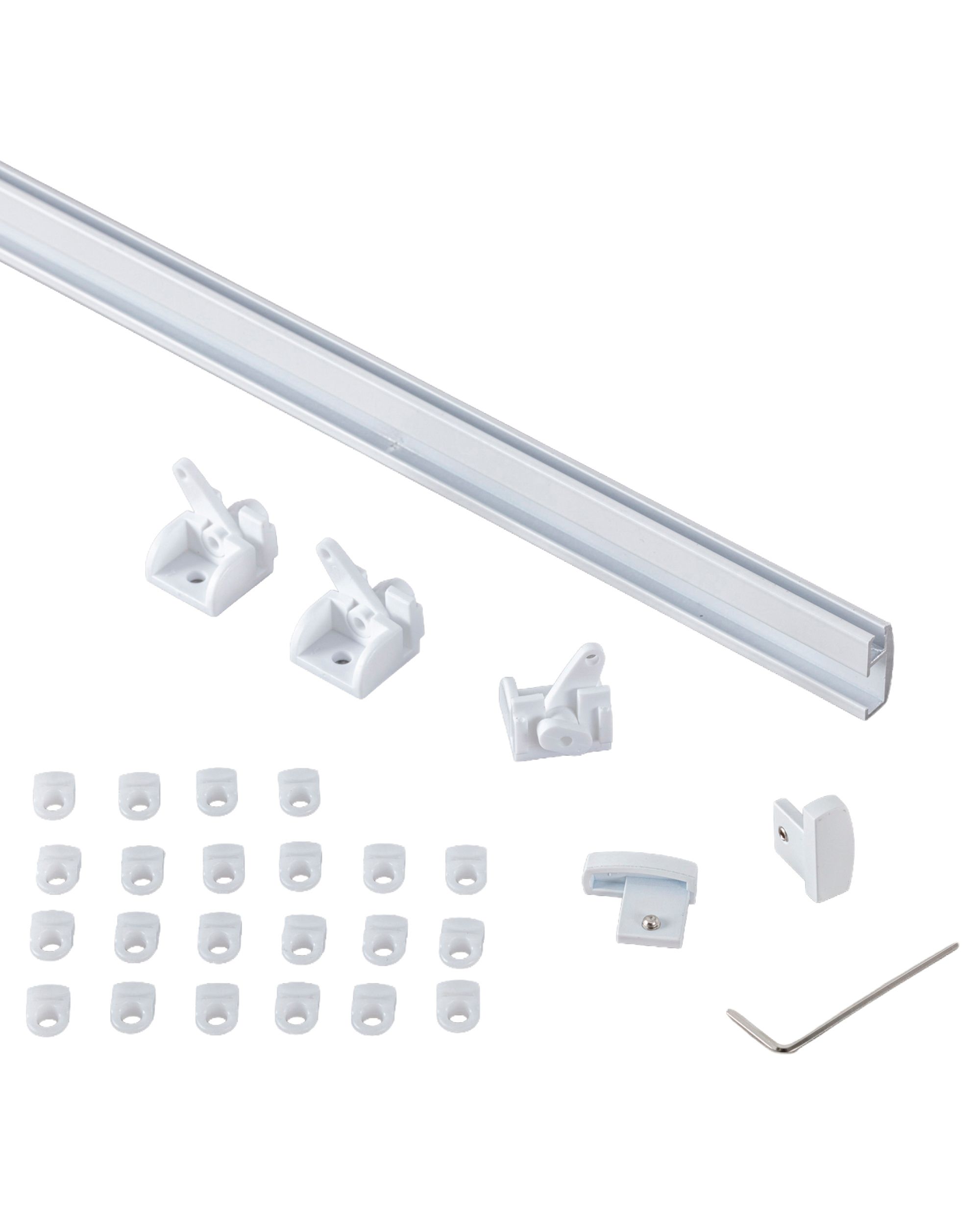 Rail de plafond Premium en aluminium simple 180cm blanc - set (hover)