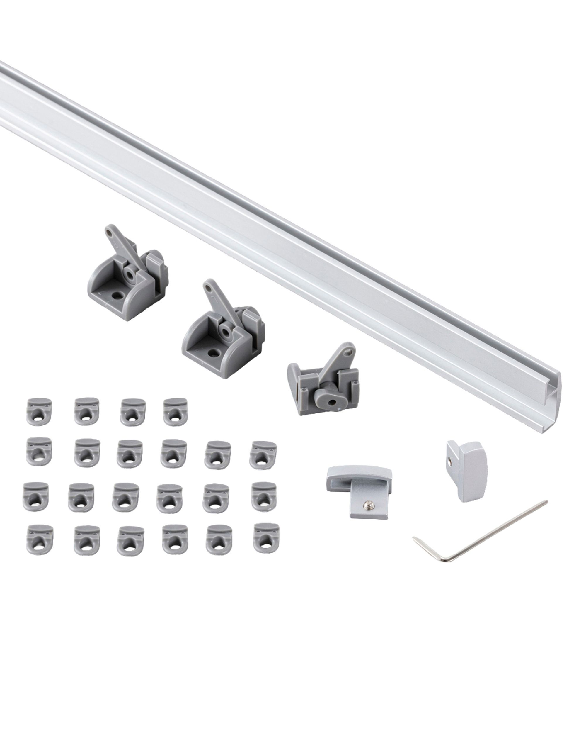 Rail de plafond Premium en aluminium simple 180cm argenté - set (hover)