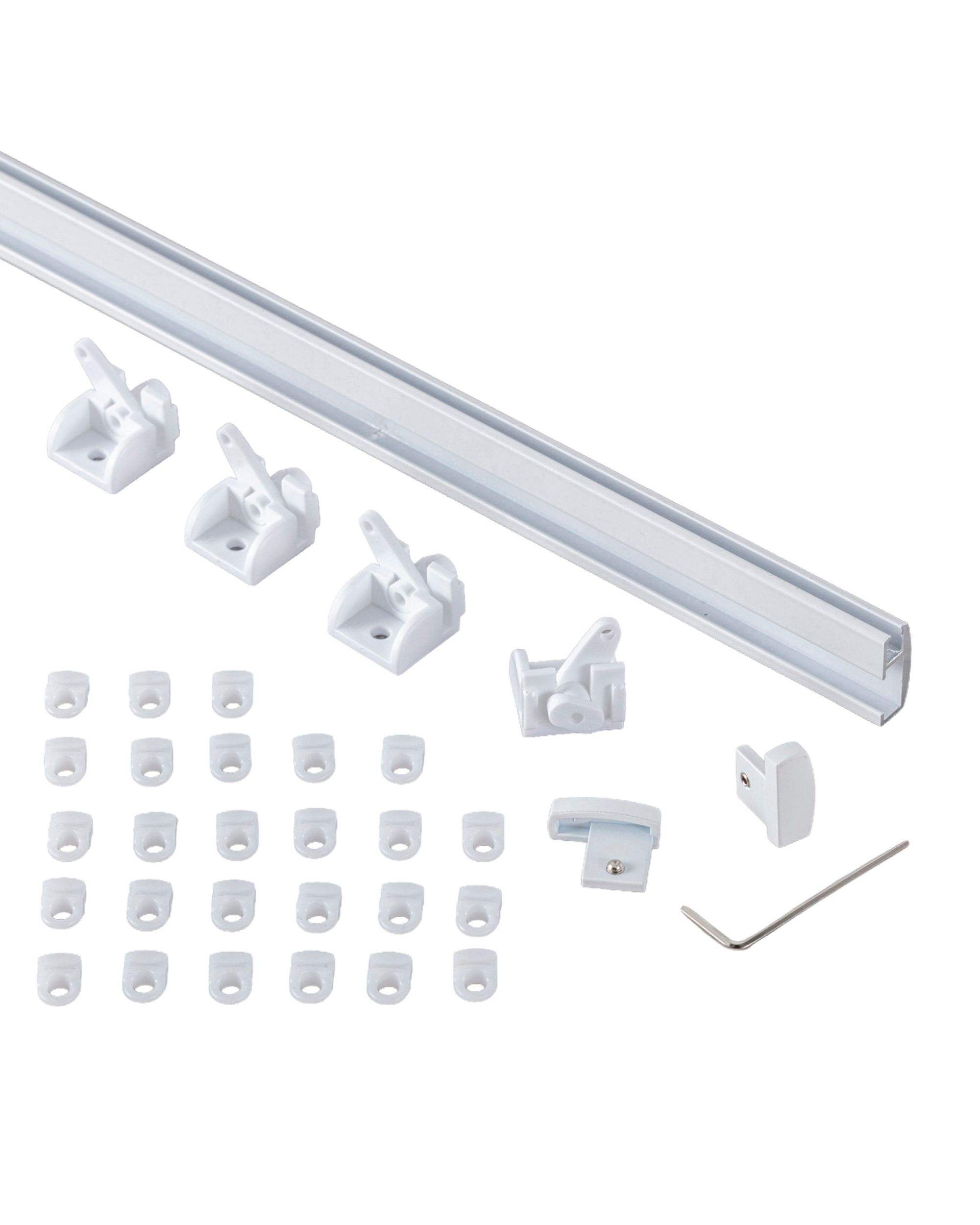 Rail de plafond Premium en aluminium simple 210cm blanc - set (hover)