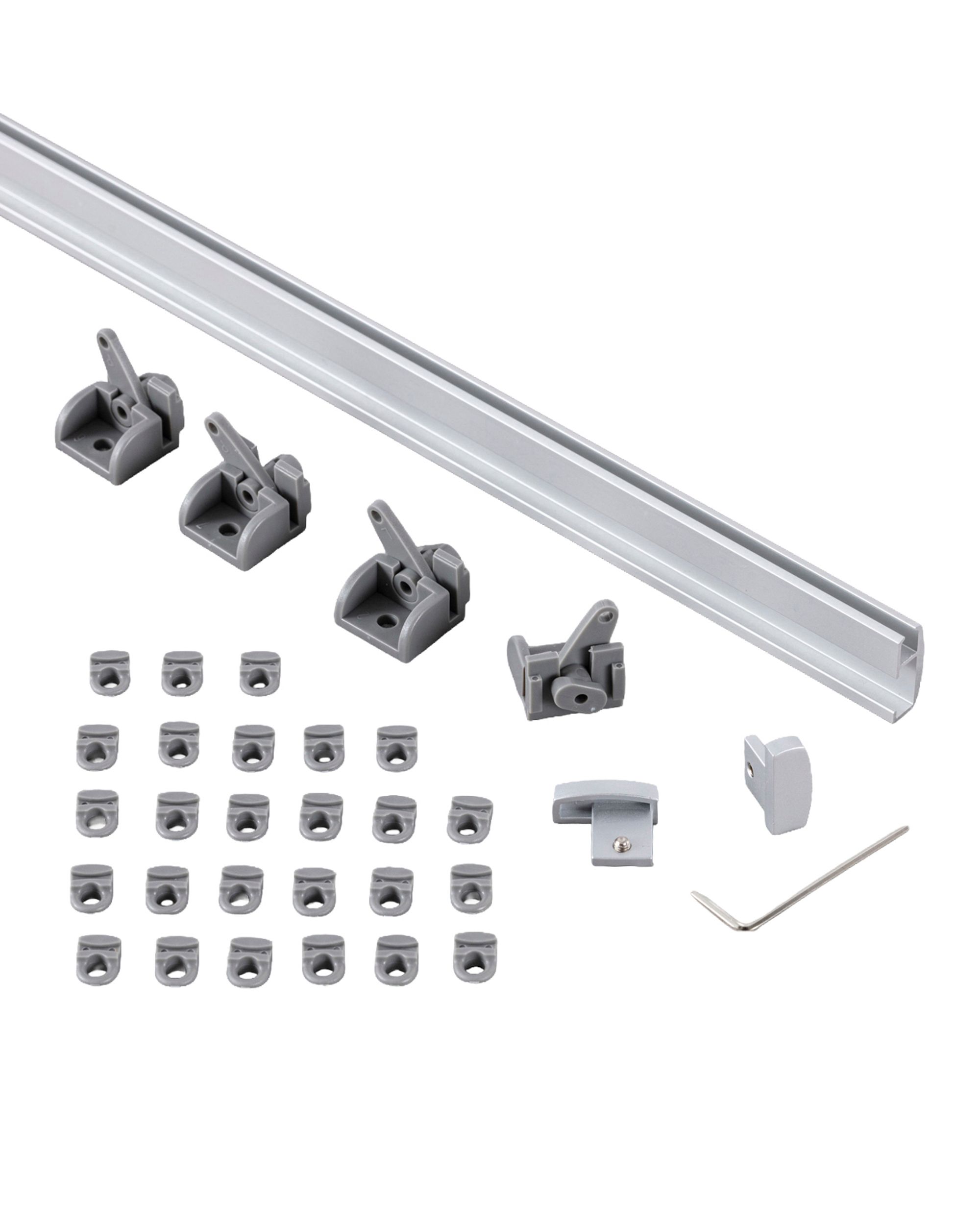 Rail de plafond Premium en aluminium simple 210cm argenté - set (hover)