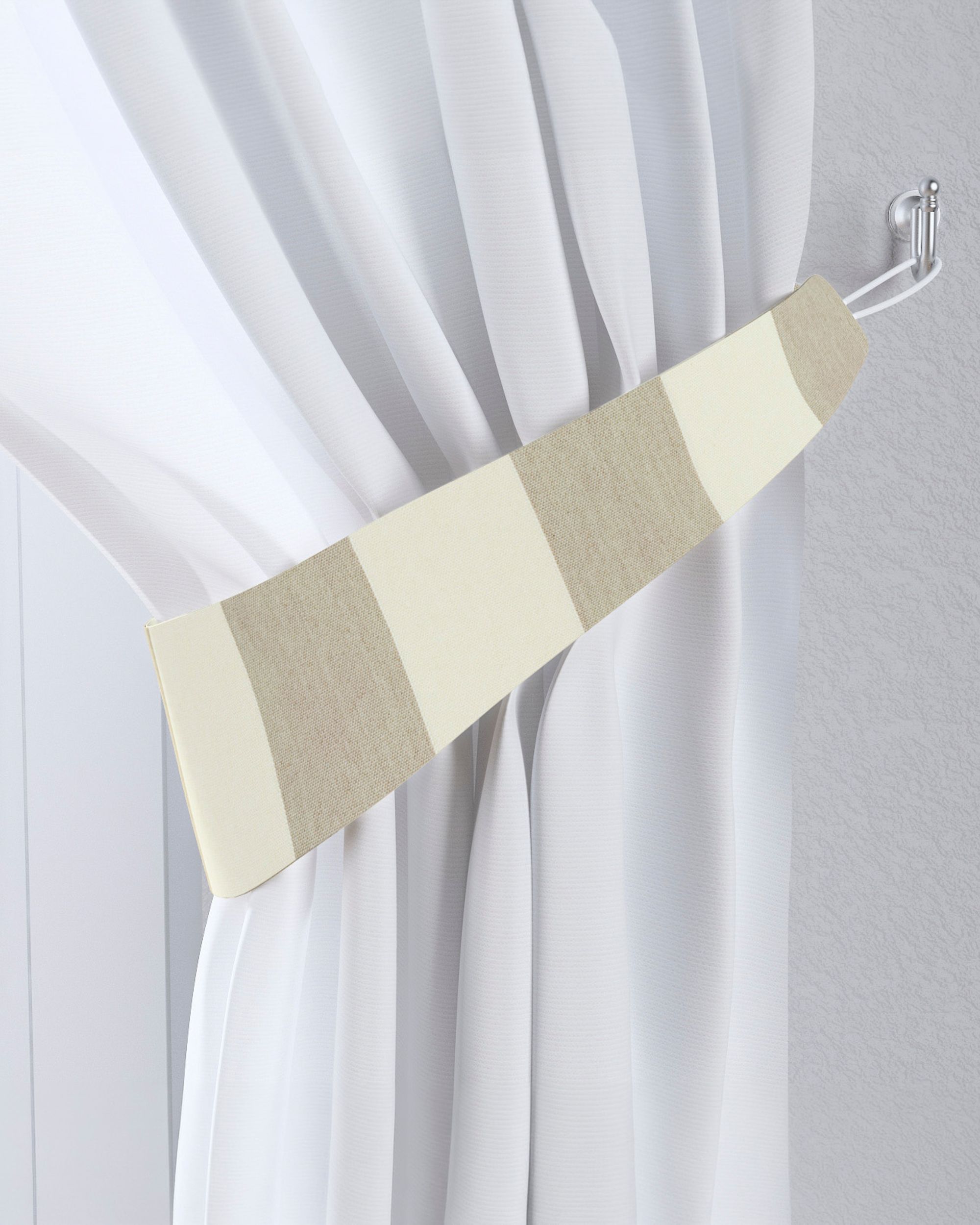 Jarretière aux rideaux couleur beige tissu à motifs