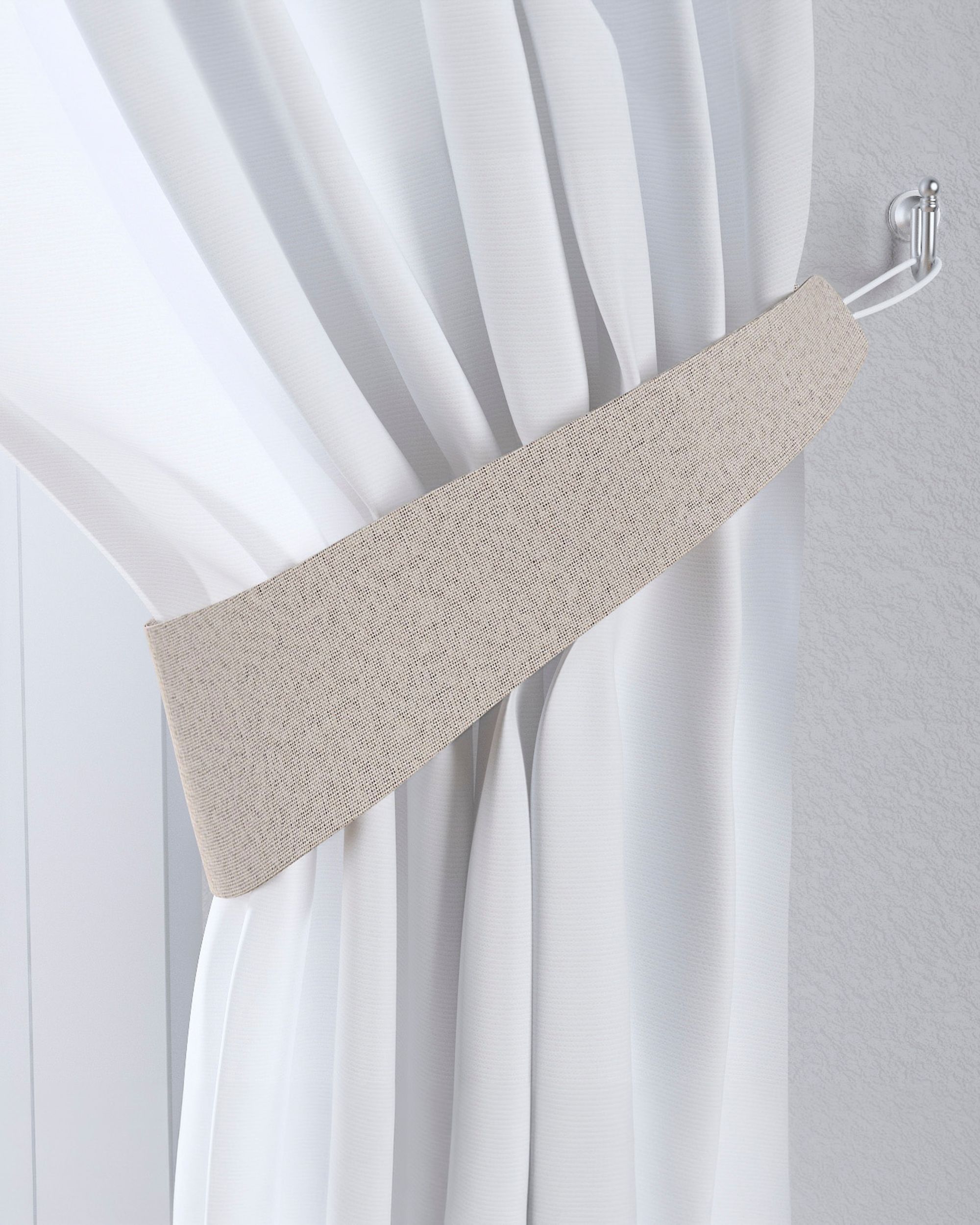 Jarretière aux rideaux couleur beige tissu black-out