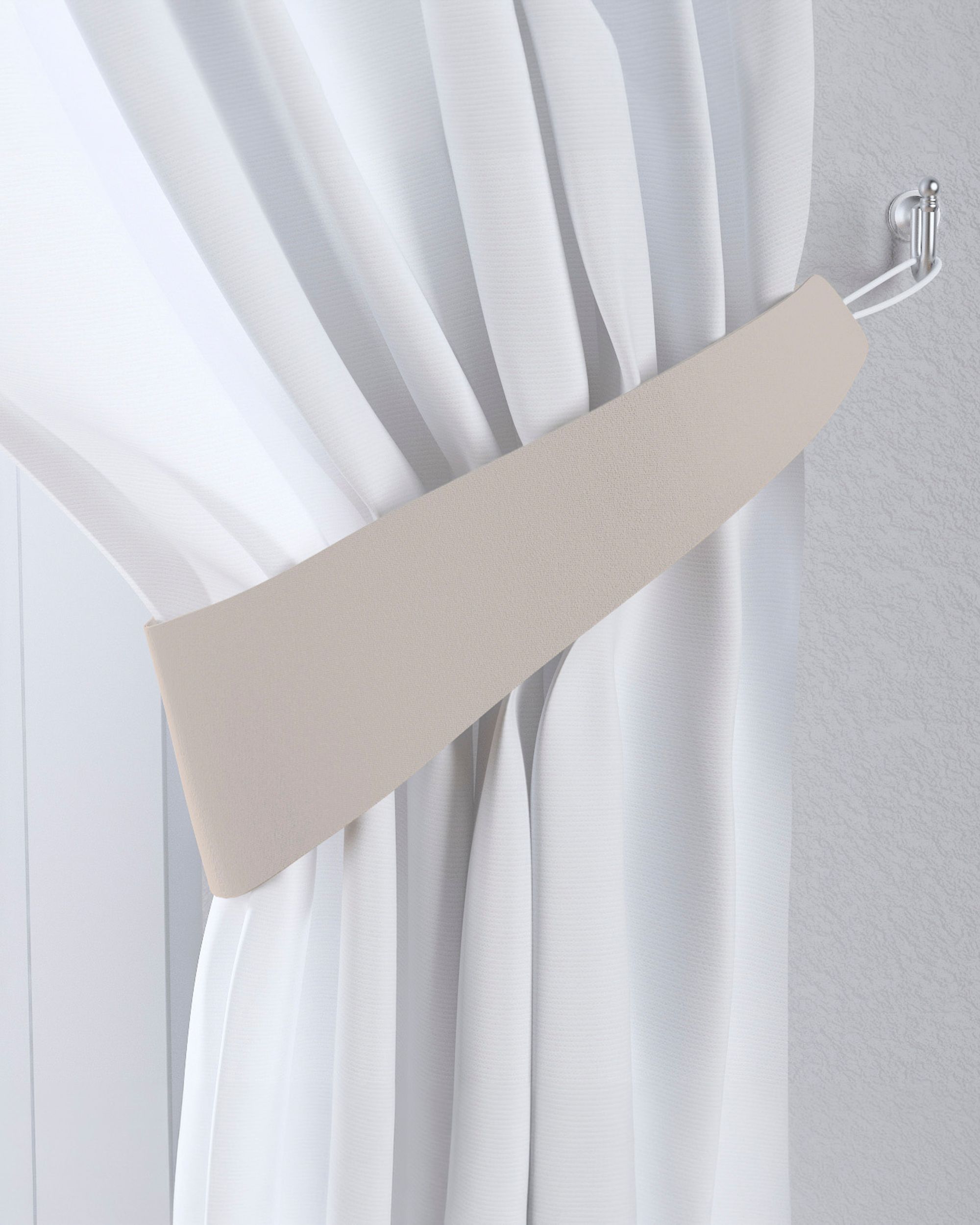 Jarretière aux rideaux couleur beige tissu black-out