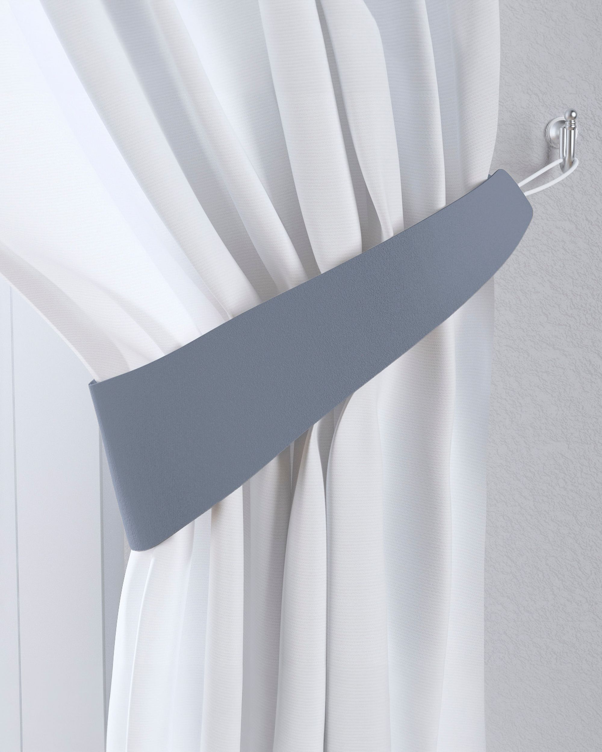 Jarretière aux rideaux couleur gris tissu black-out