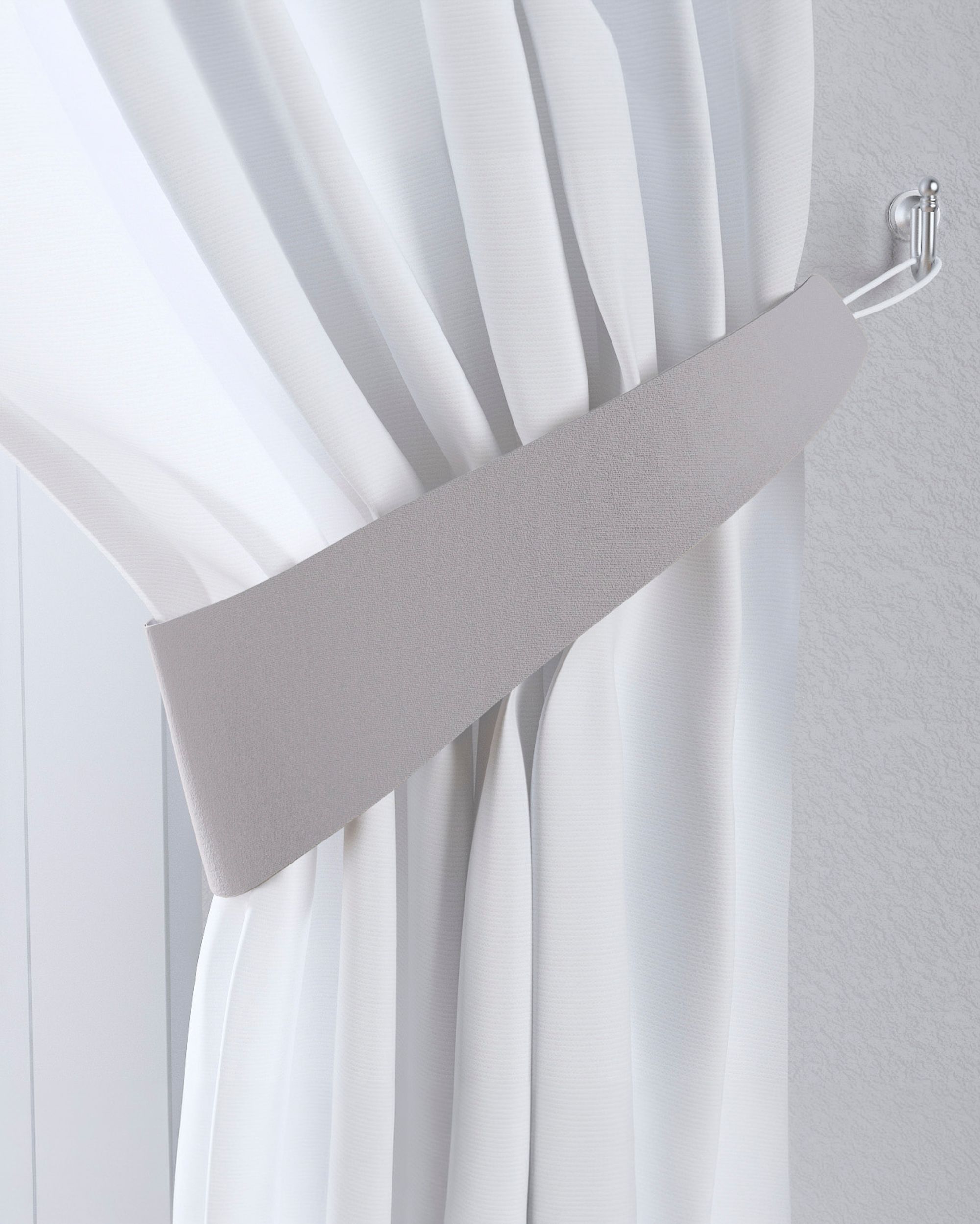 Jarretière aux rideaux couleur gris tissu black-out