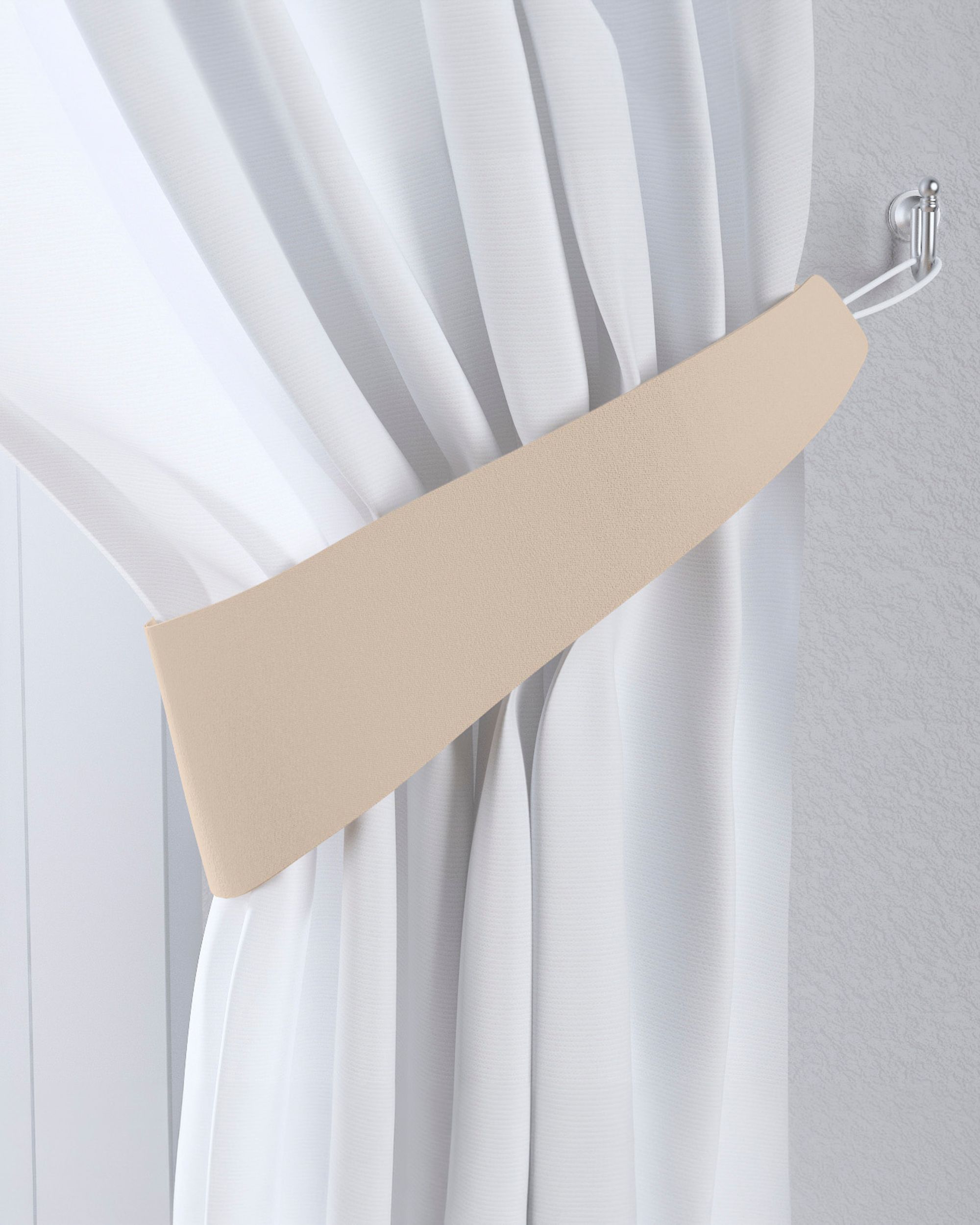 Jarretière aux rideaux couleur beige tissu black-out