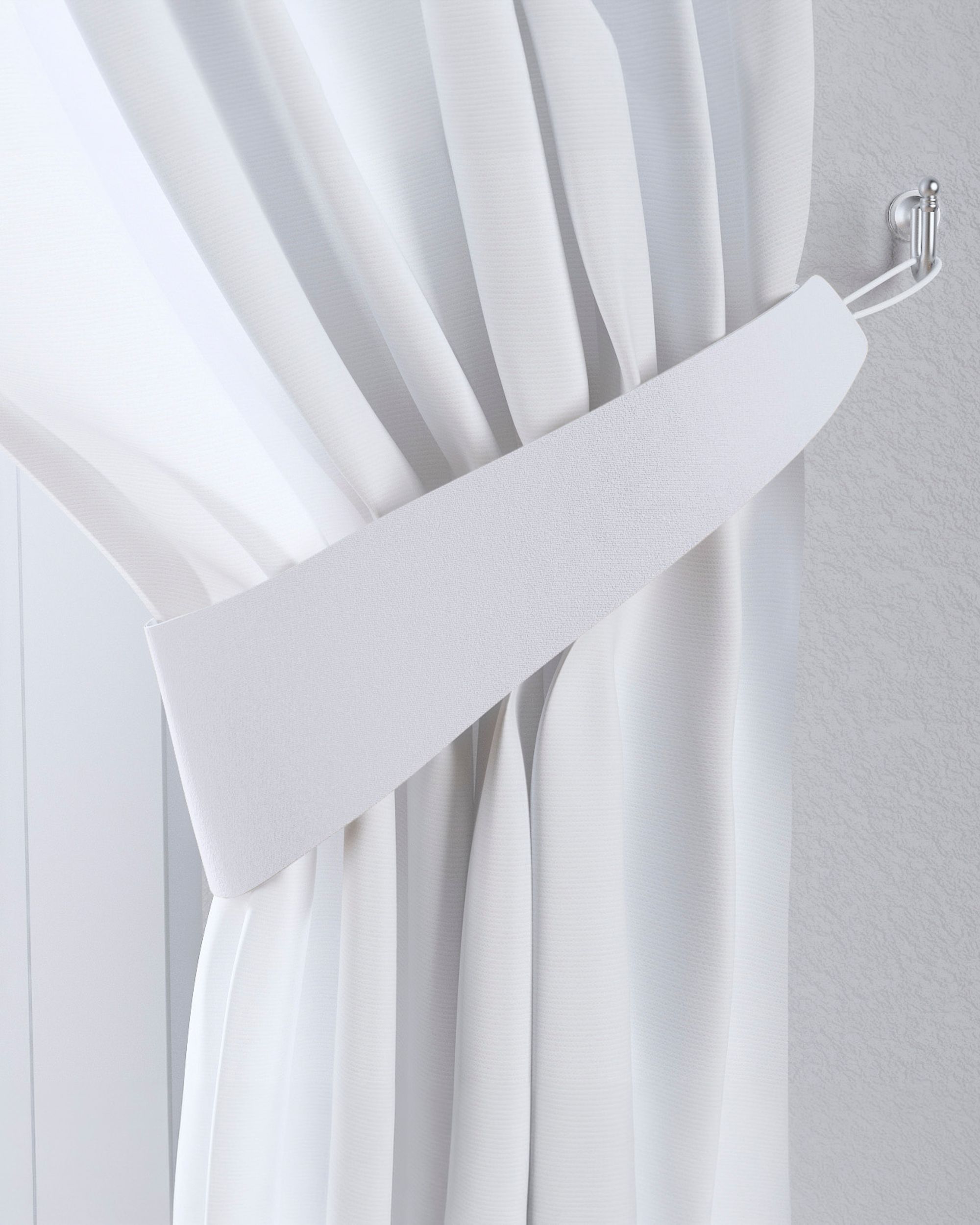 Jarretière aux rideaux couleur blanc tissu black-out