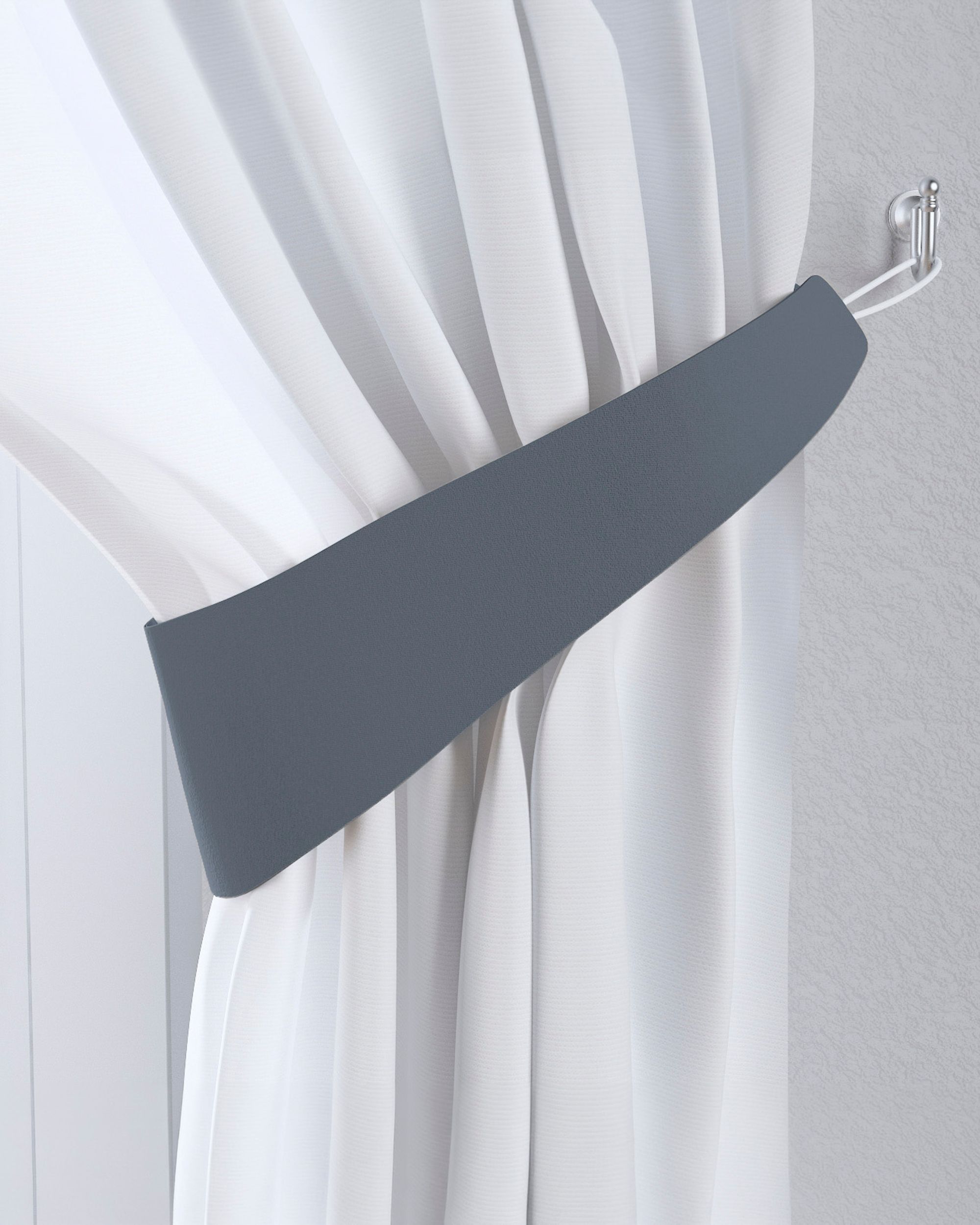 Jarretière aux rideaux couleur gris tissu black-out
