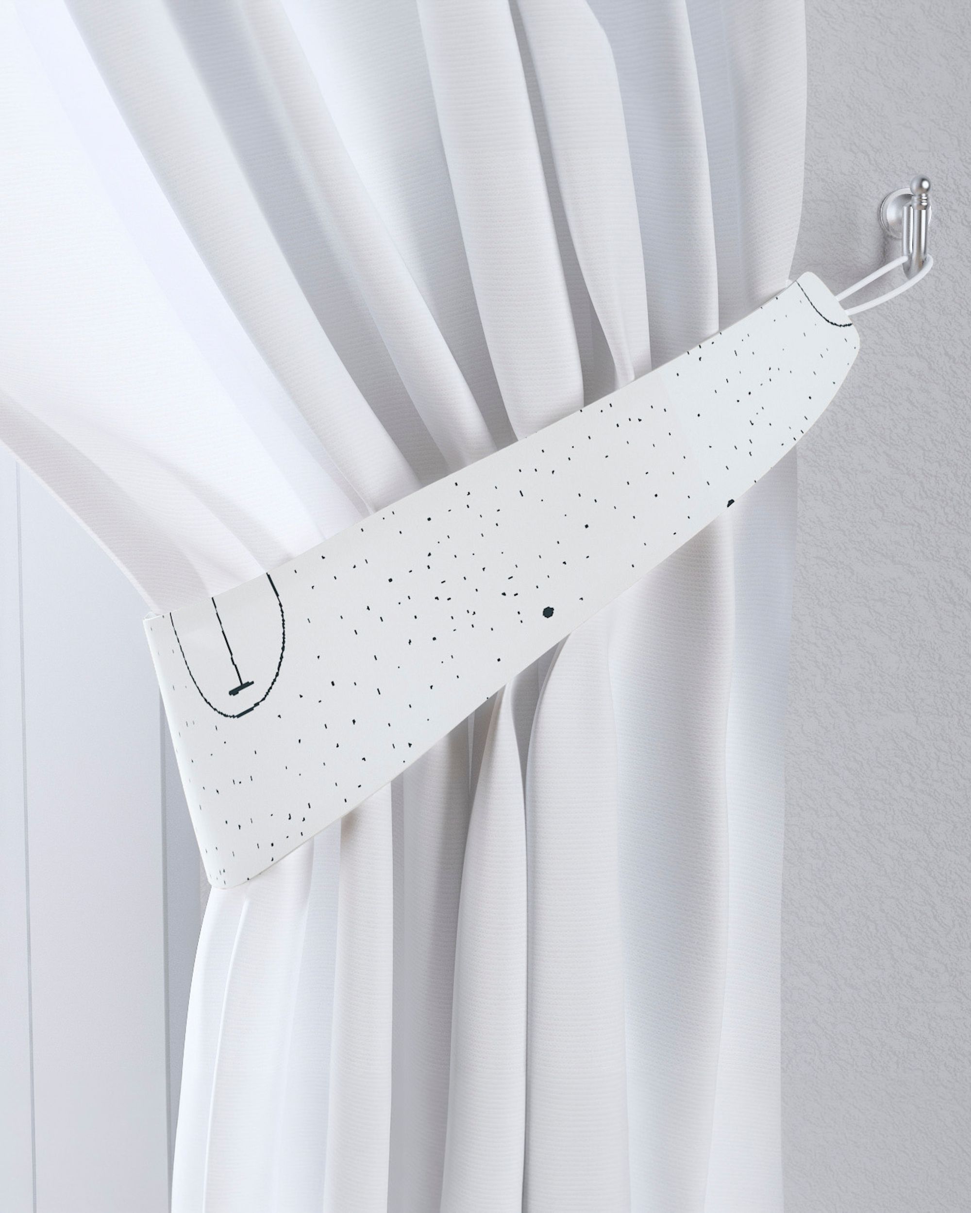 Jarretière aux rideaux couleur blanc tissu à motifs