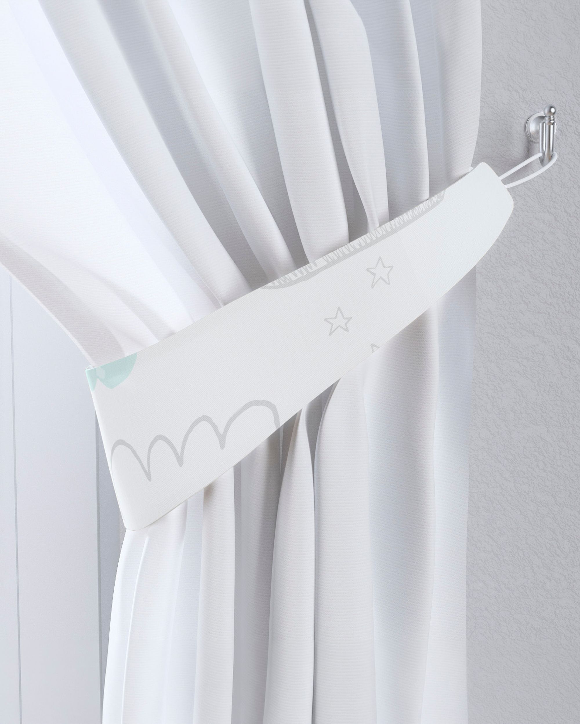 Jarretière aux rideaux couleur blanc tissu à motifs