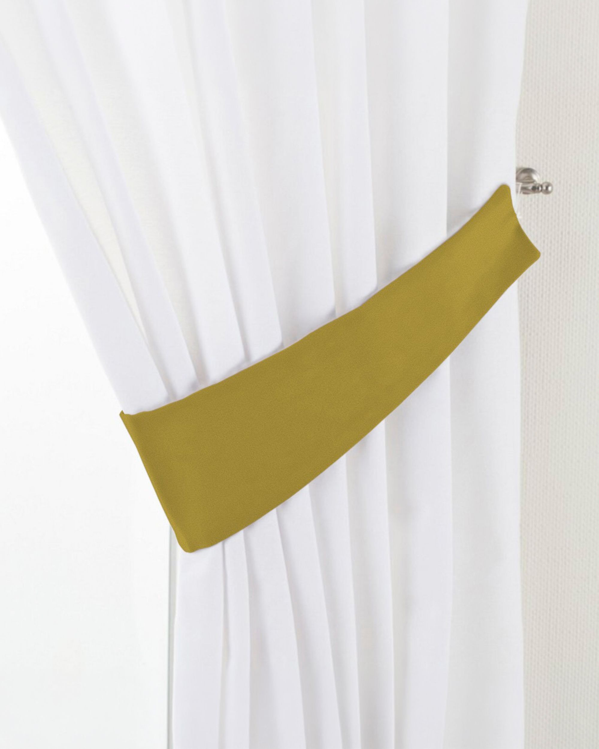 Jarretière aux rideaux couleur vert tissu brillant, velours