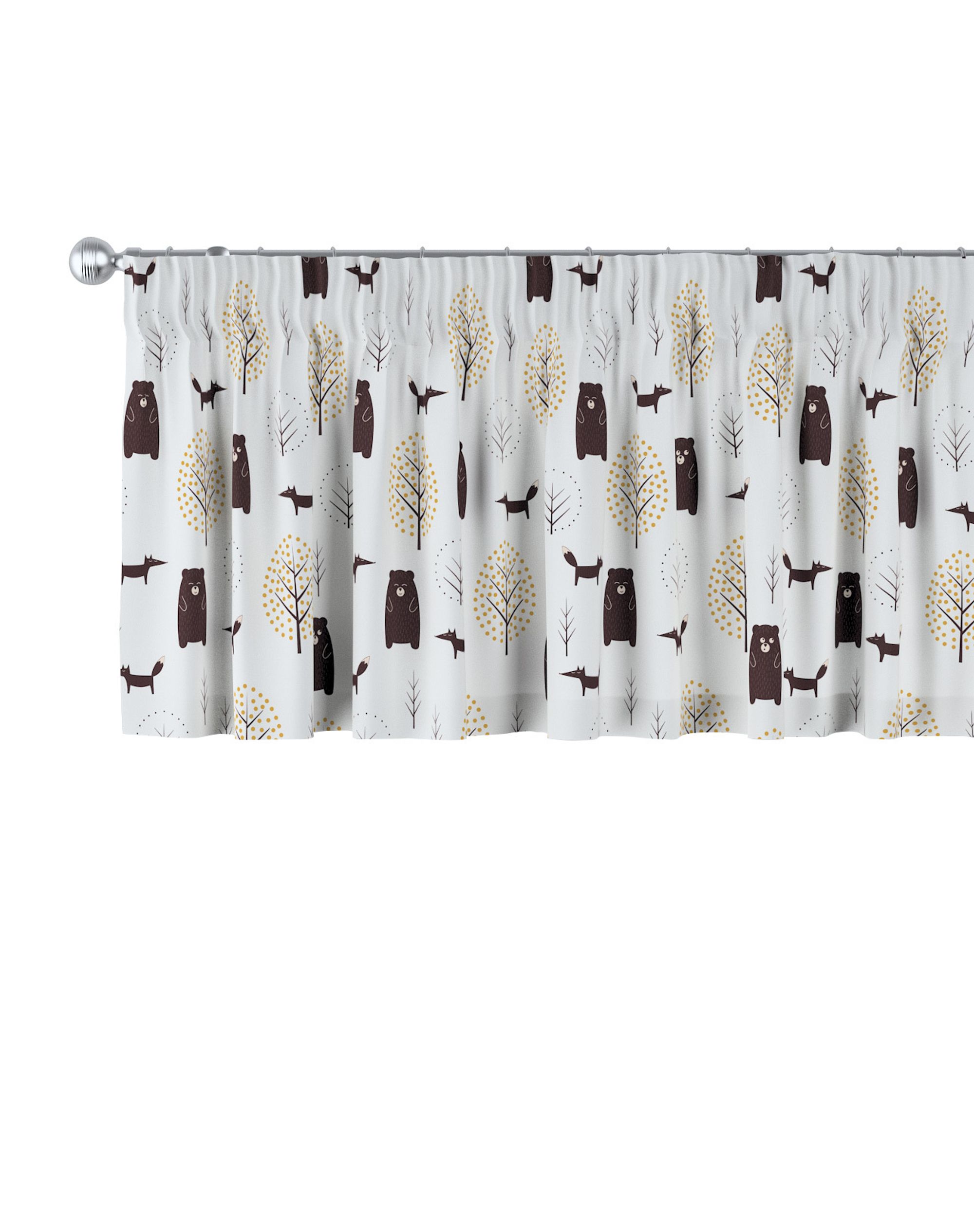 Cantonnière avec le ruban fronceur couleur marron tissu à motifs