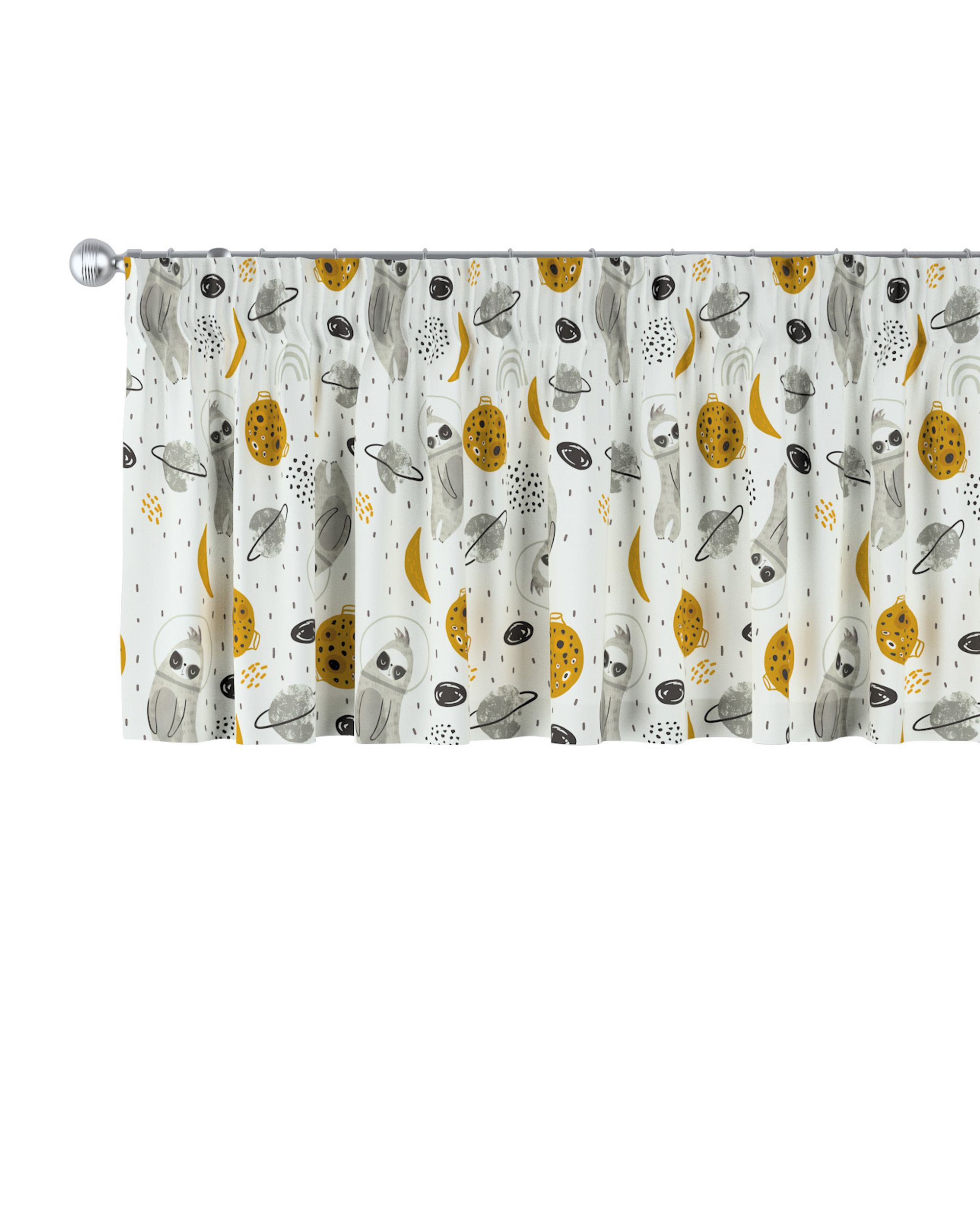 Cantonnière avec le ruban fronceur couleur blanc tissu à motifs