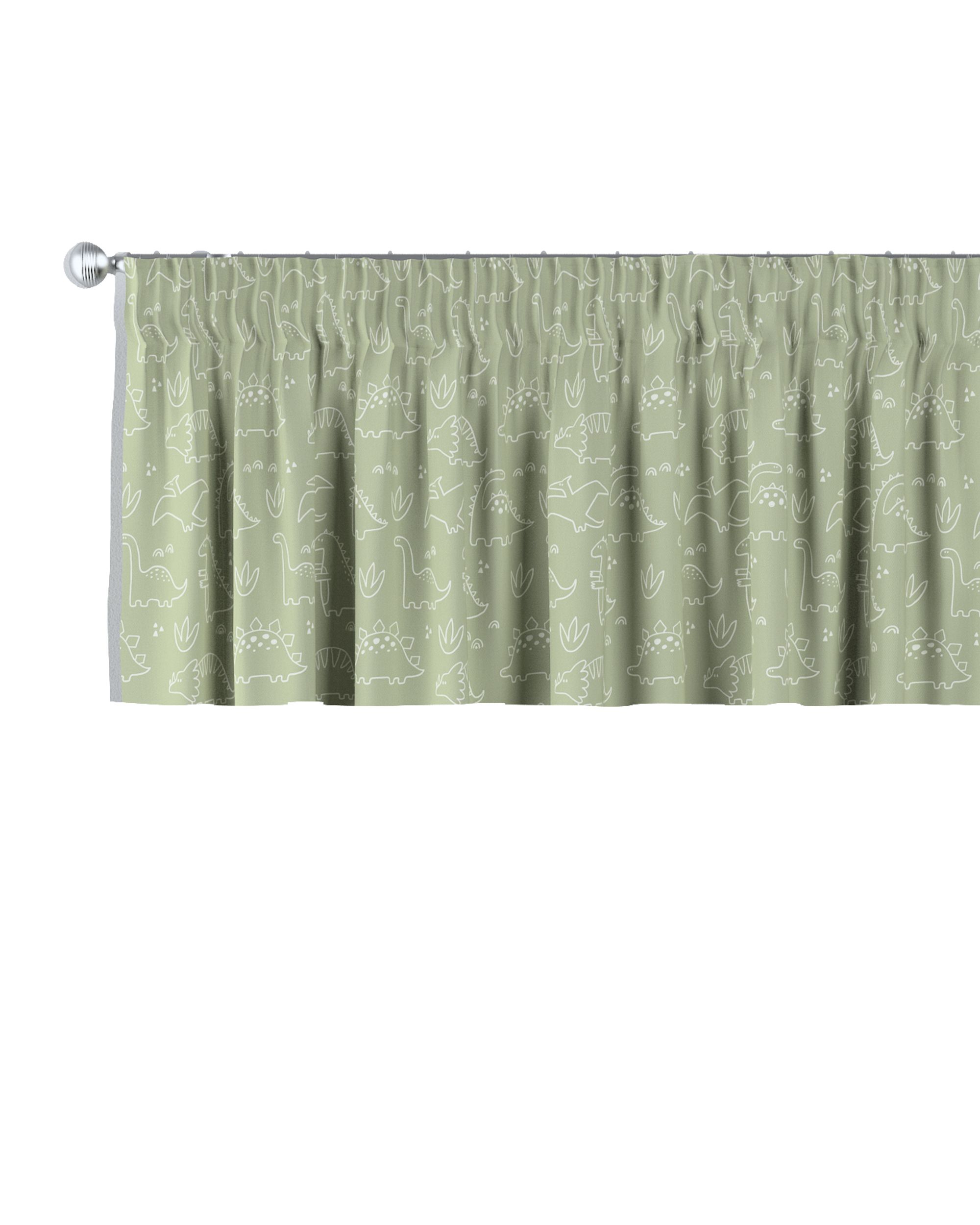Cantonnière avec le ruban fronceur couleur vert tissu à motifs