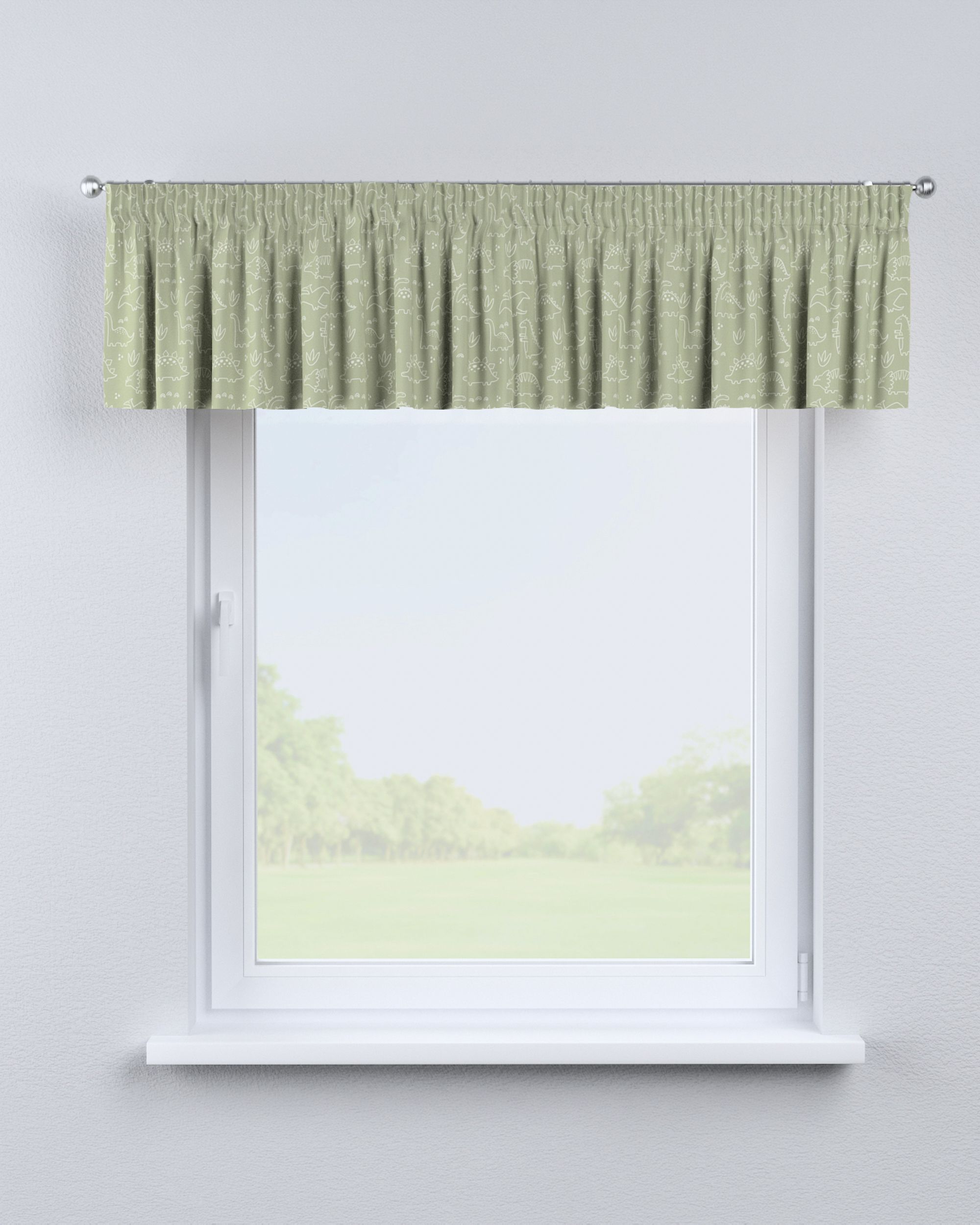 Cantonnière avec le ruban fronceur couleur vert tissu à motifs (hover)