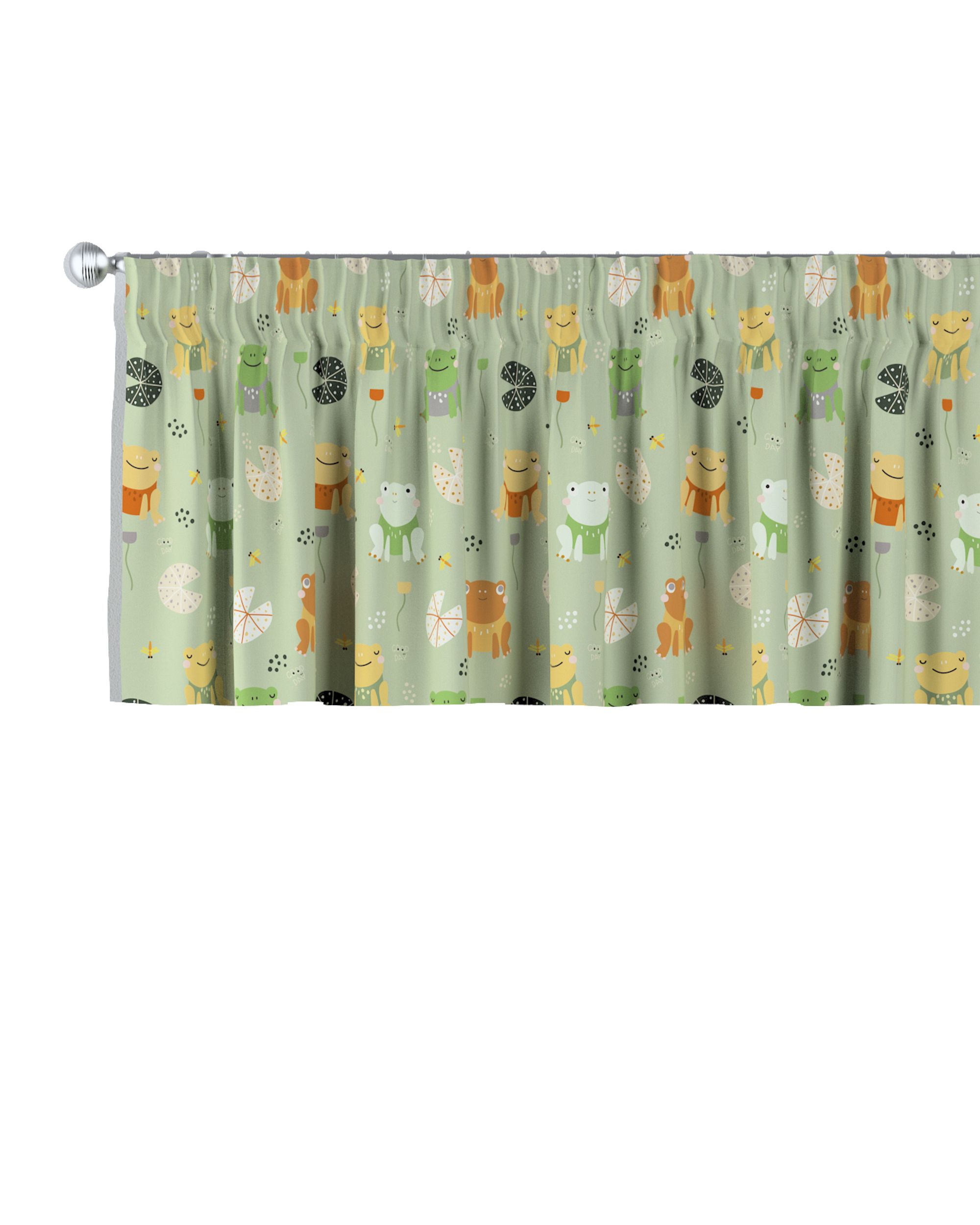 Cantonnière avec le ruban fronceur couleur vert tissu à motifs