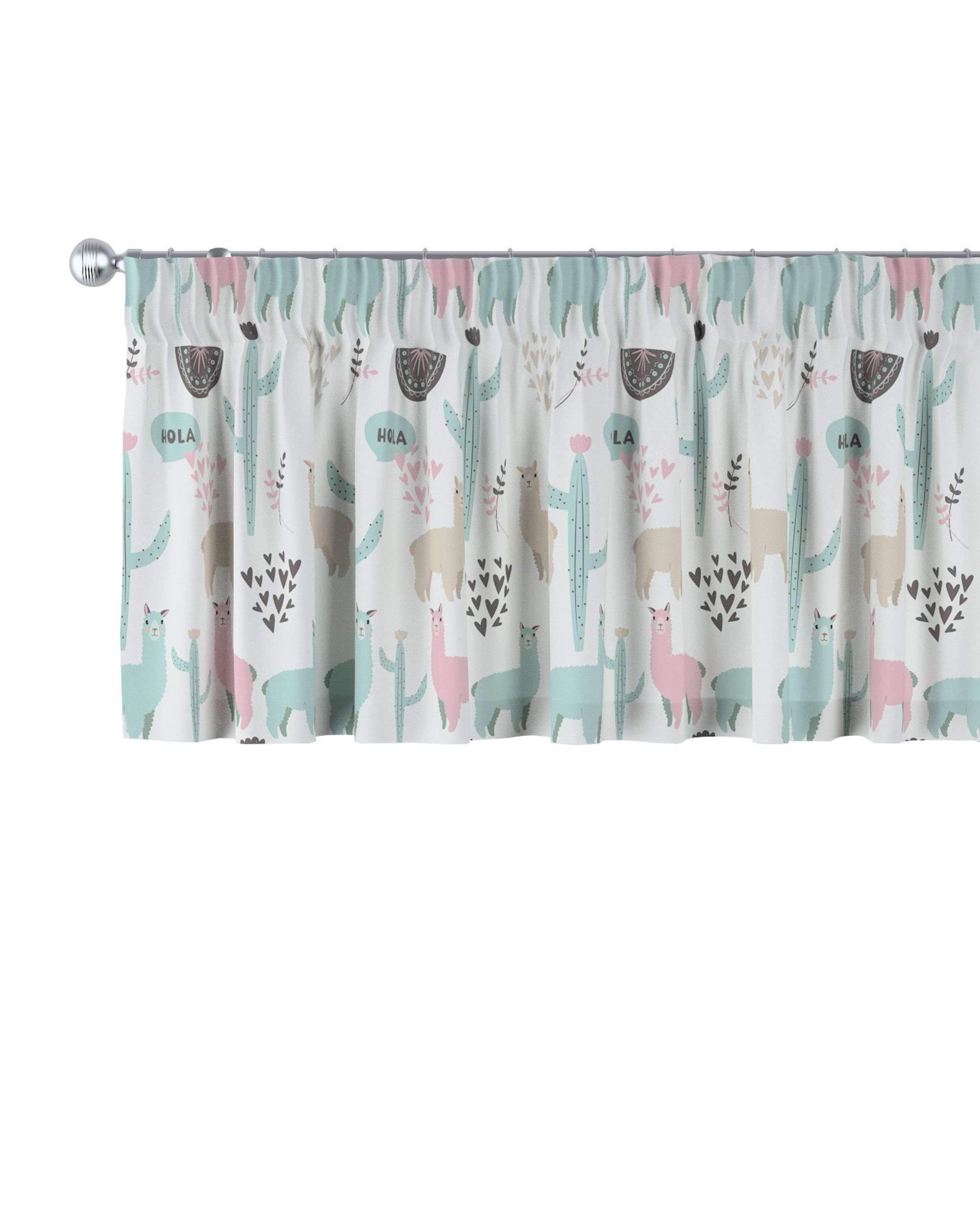 Cantonnière avec le ruban fronceur couleur vert tissu à motifs