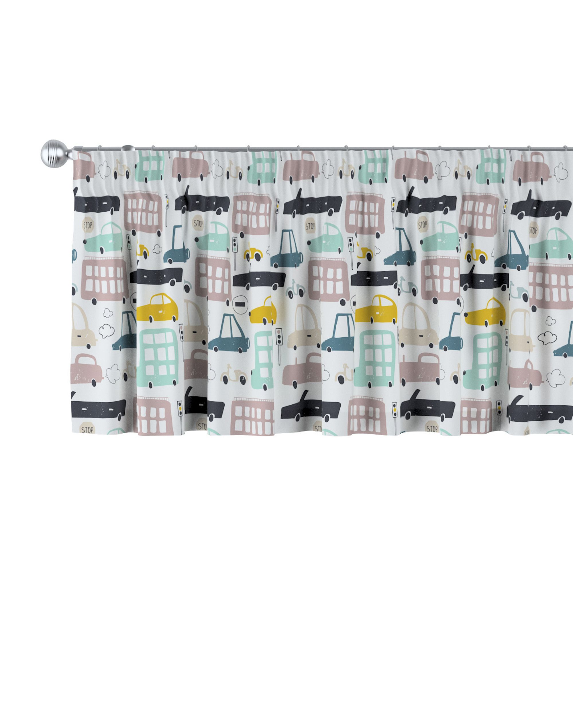 Cantonnière avec le ruban fronceur couleur beige tissu à motifs