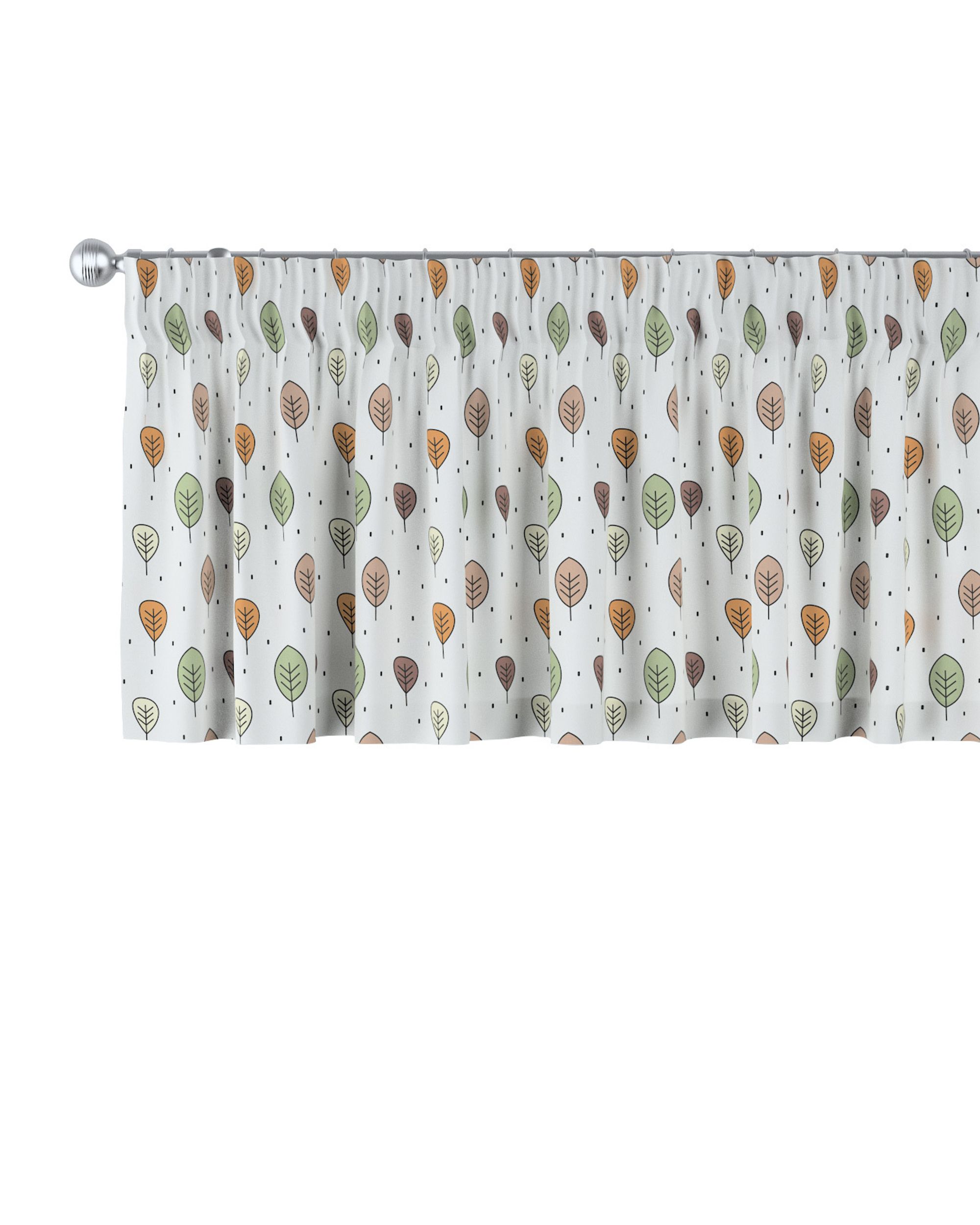 Cantonnière avec le ruban fronceur couleur marron tissu à motifs