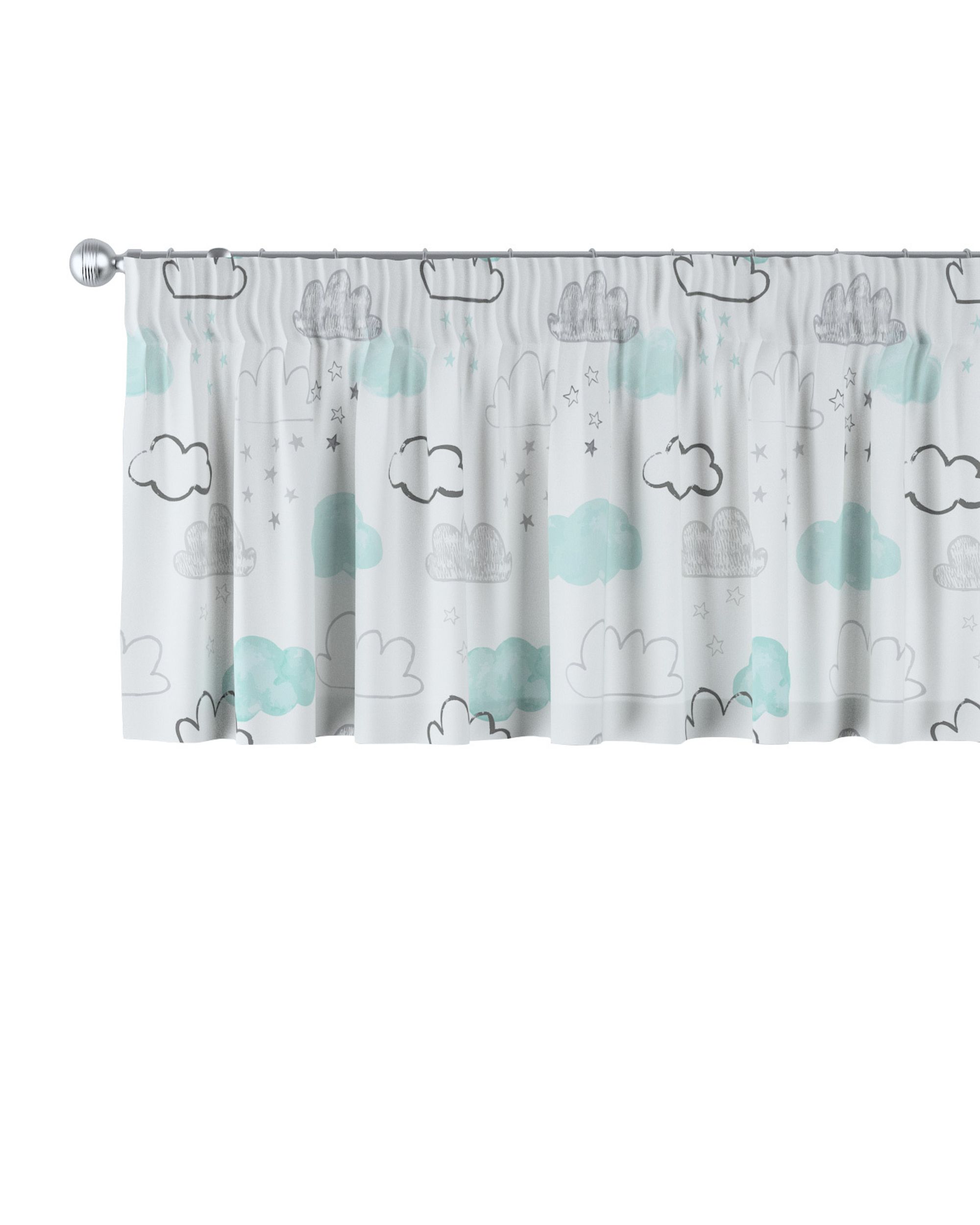 Cantonnière avec le ruban fronceur couleur blanc tissu à motifs