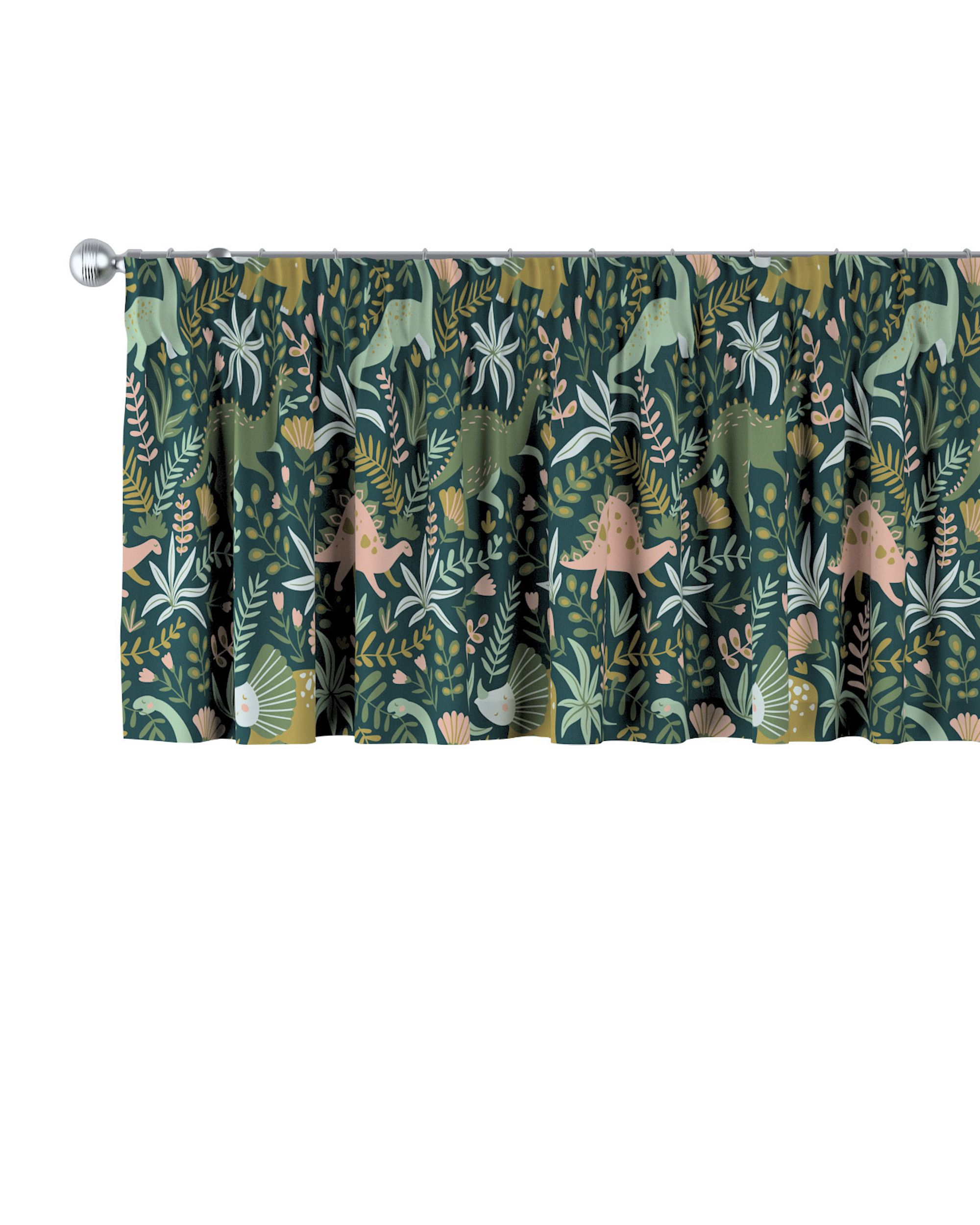 Cantonnière avec le ruban fronceur couleur vert tissu à motifs