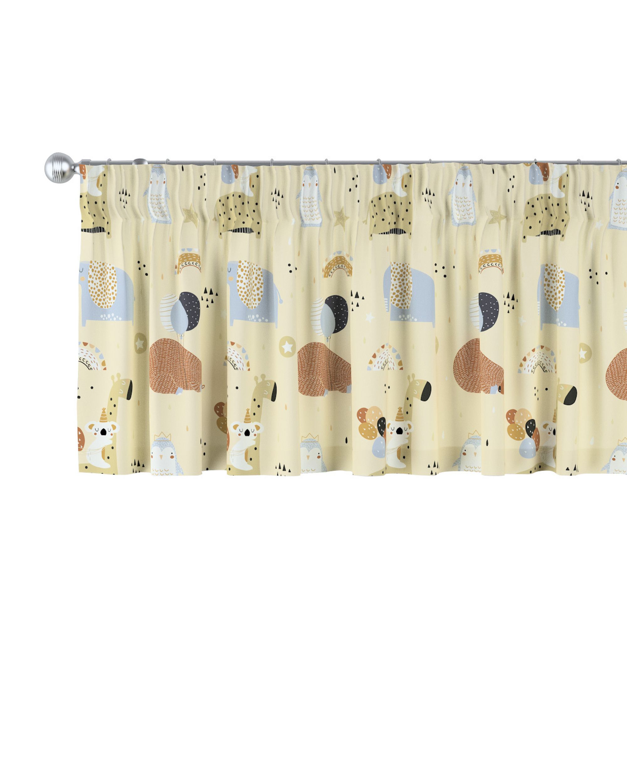 Cantonnière avec le ruban fronceur couleur beige tissu à motifs