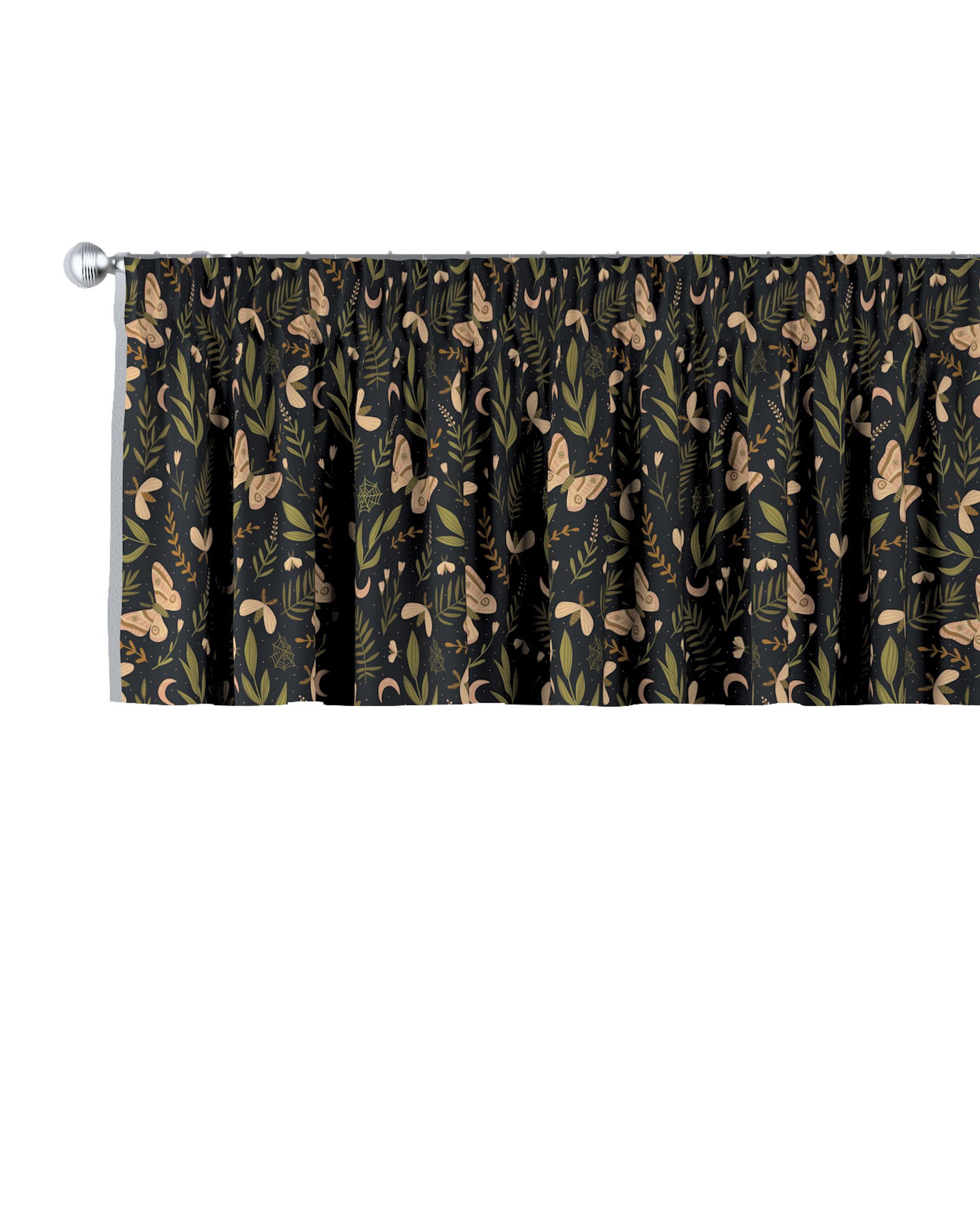 Cantonnière avec le ruban fronceur couleur noir tissu à motifs