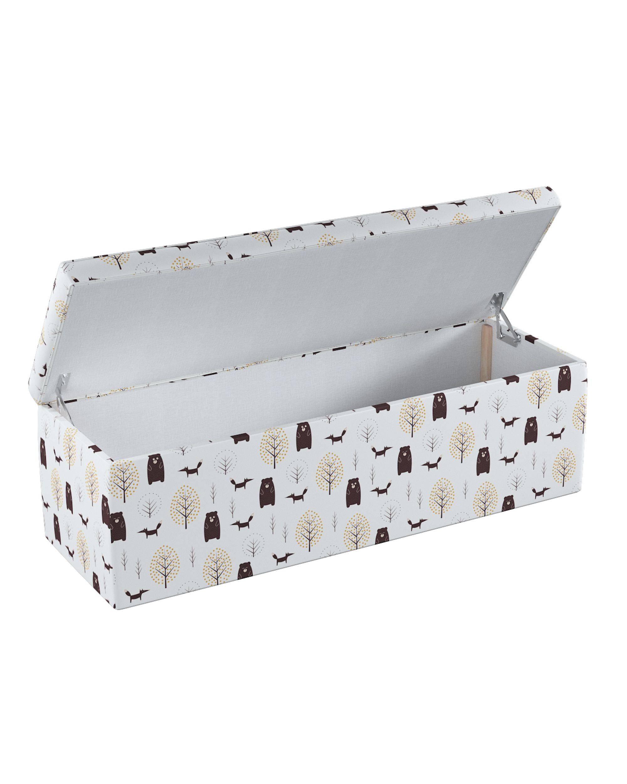Coffre rembourré couleur marron tissu à motifs (hover)