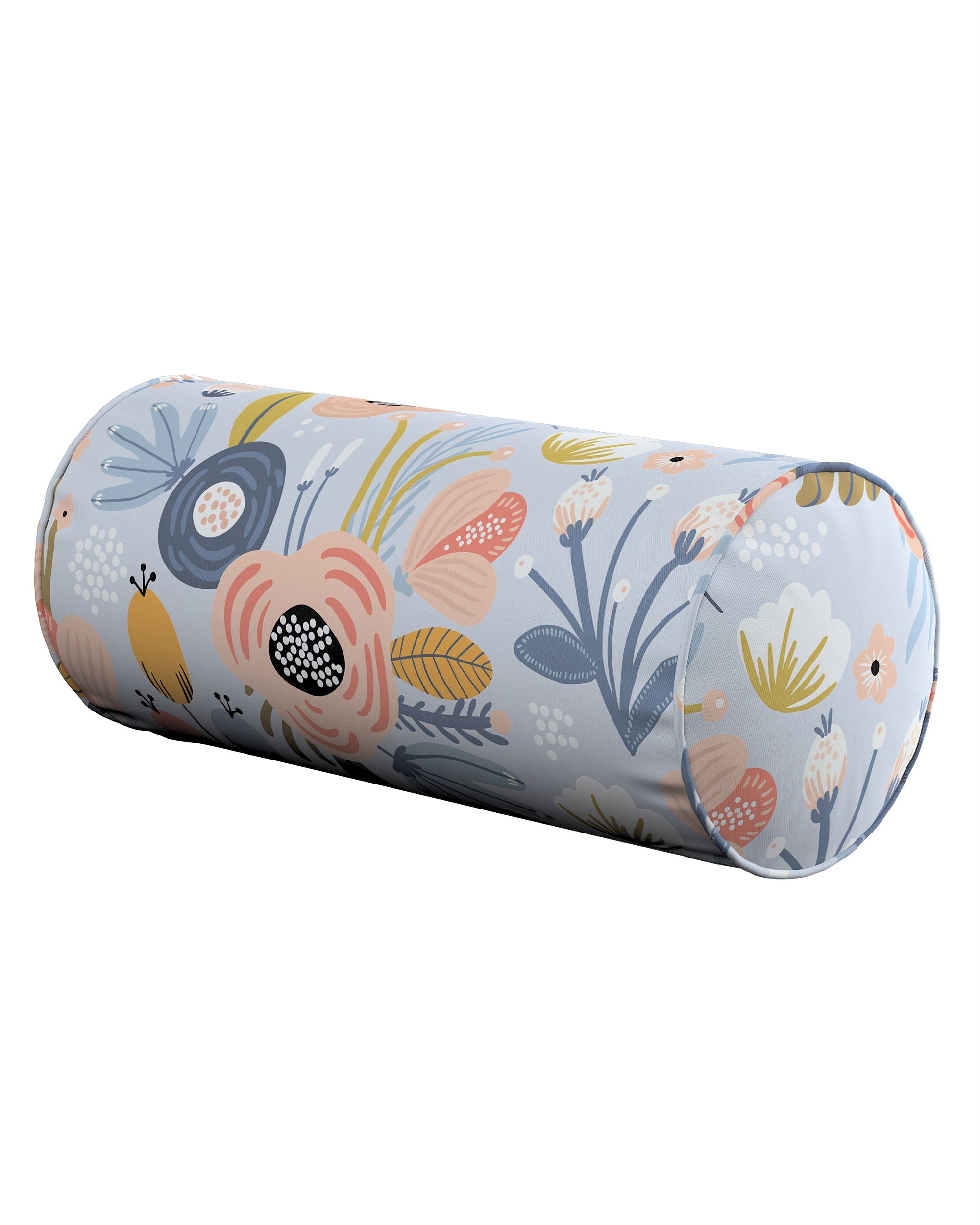 Coussin-rouleau Ruby couleur bleu tissu à motifs