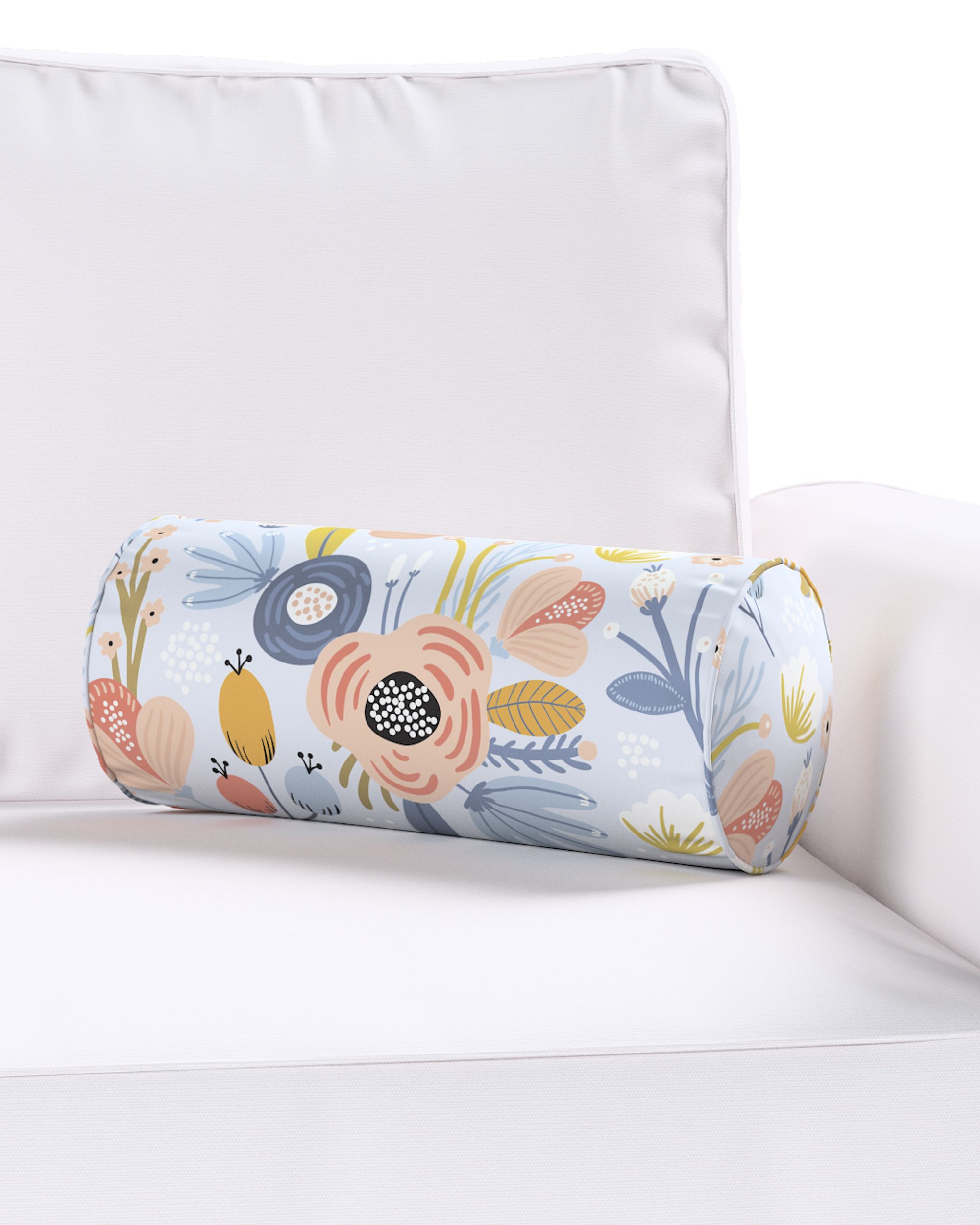 Coussin-rouleau Ruby couleur bleu tissu à motifs (hover)
