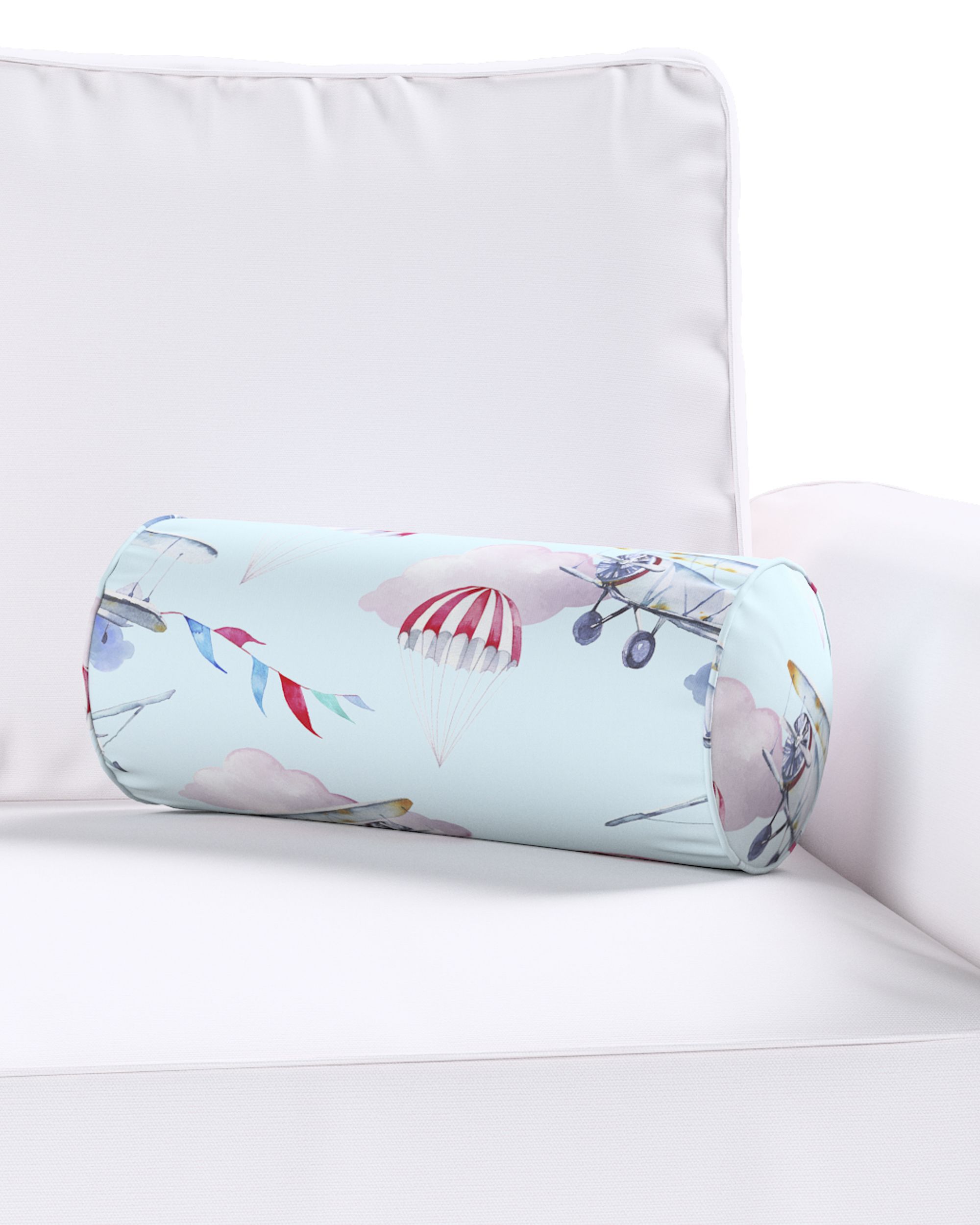 Coussin-rouleau Ruby couleur bleu tissu à motifs (hover)