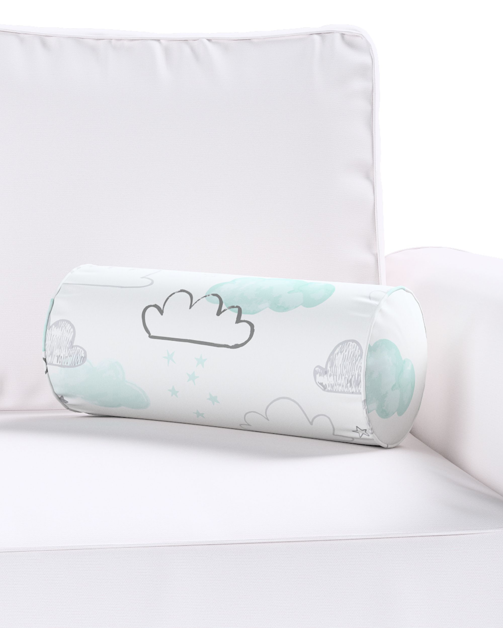 Coussin-rouleau Ruby couleur blanc tissu à motifs (hover)
