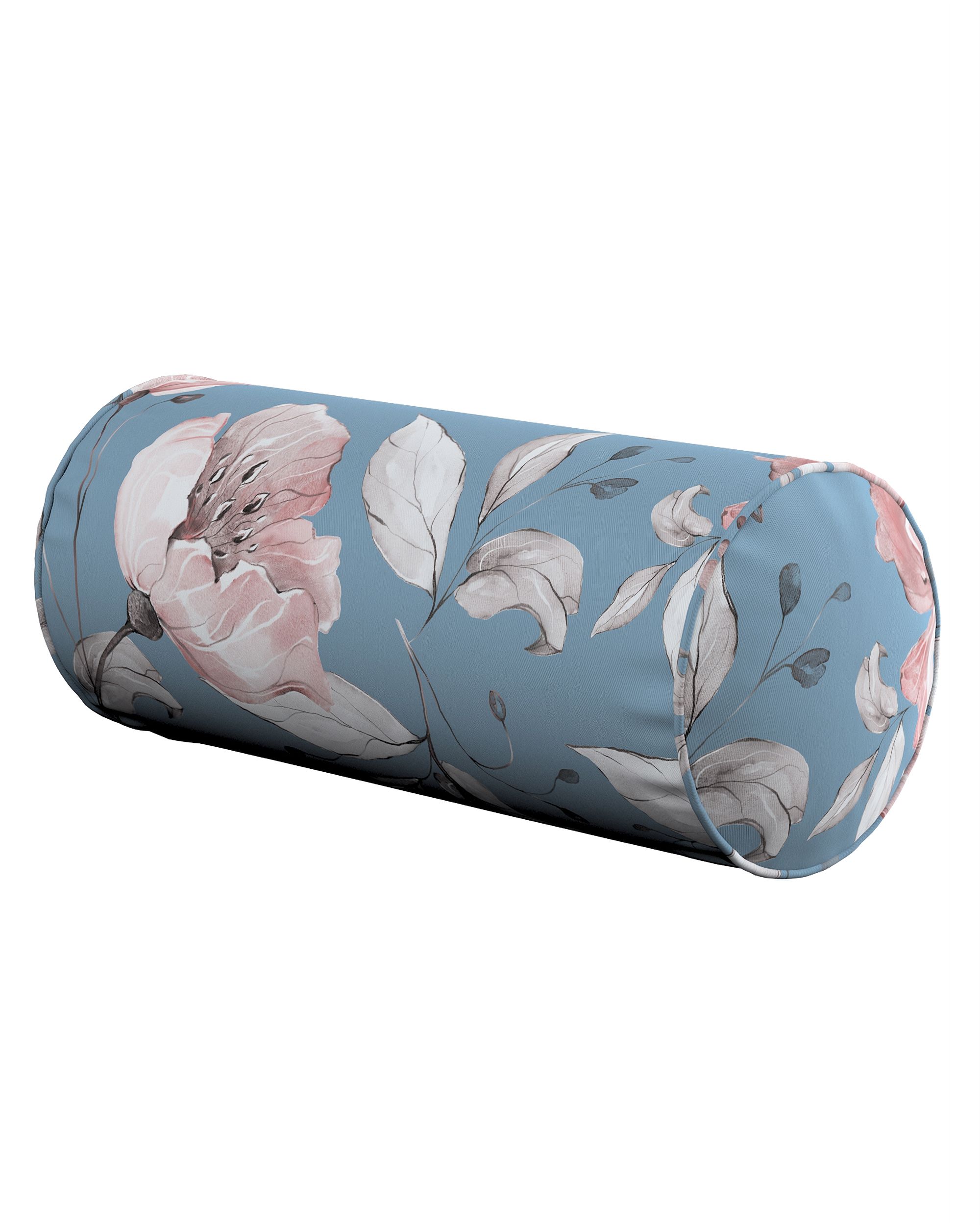 Coussin-rouleau Ruby couleur bleu tissu à motifs