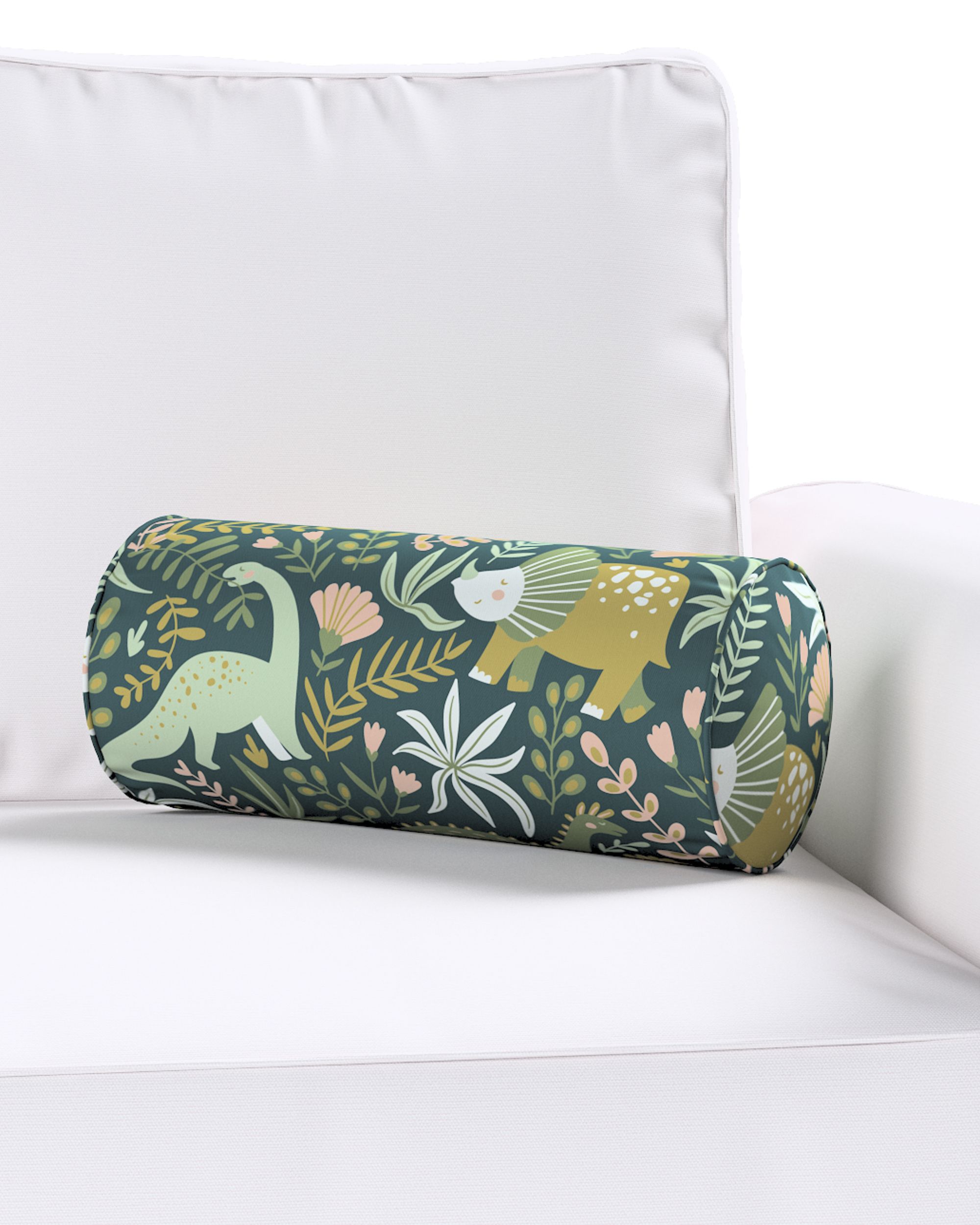 Coussin-rouleau Ruby couleur vert tissu à motifs (hover)
