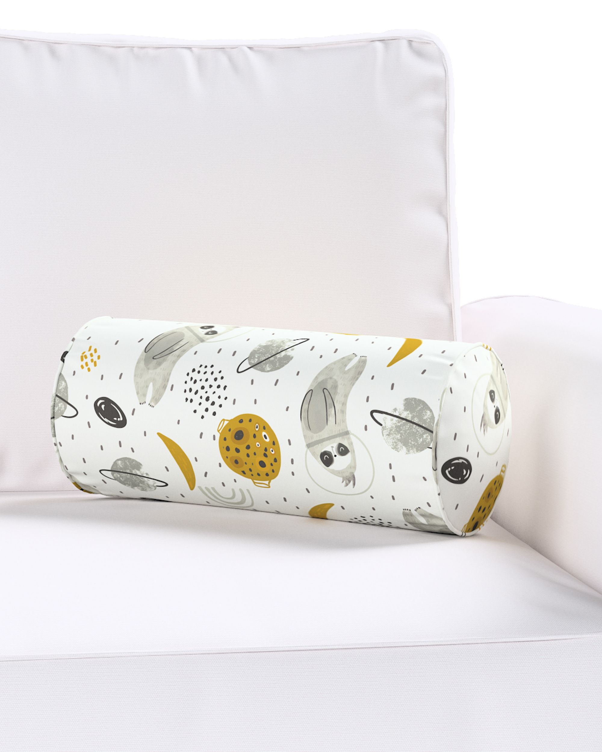 Coussin-rouleau Ruby couleur blanc tissu à motifs (hover)