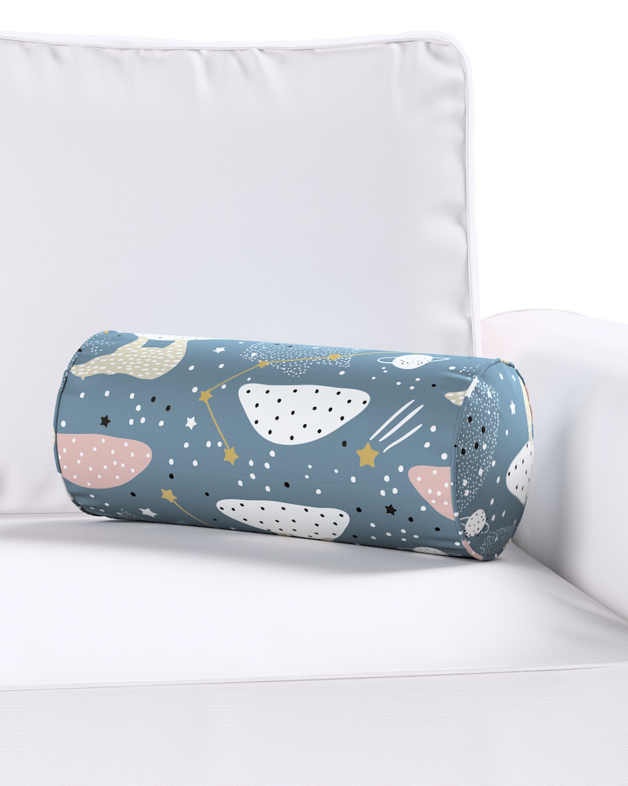 Coussin-rouleau Ruby couleur bleu tissu à motifs (hover)