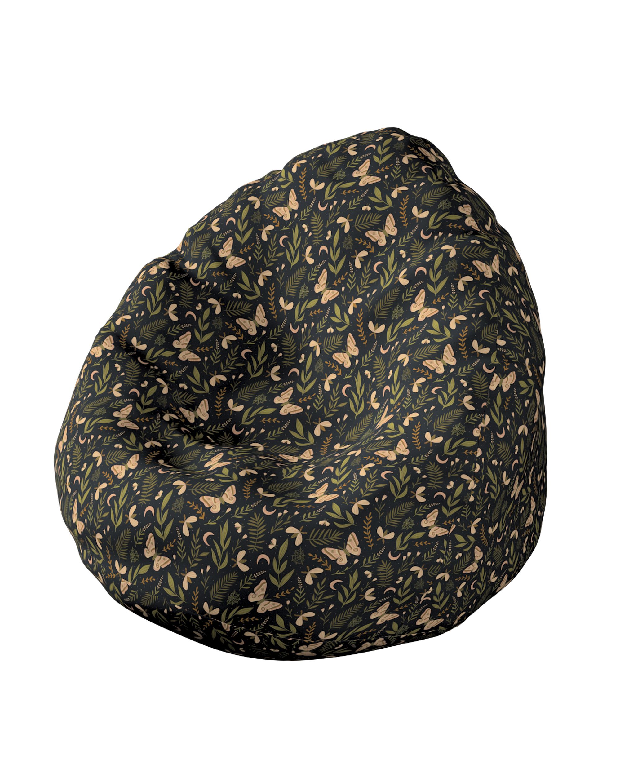 Pouf poire Bowli couleur noir tissu à motifs