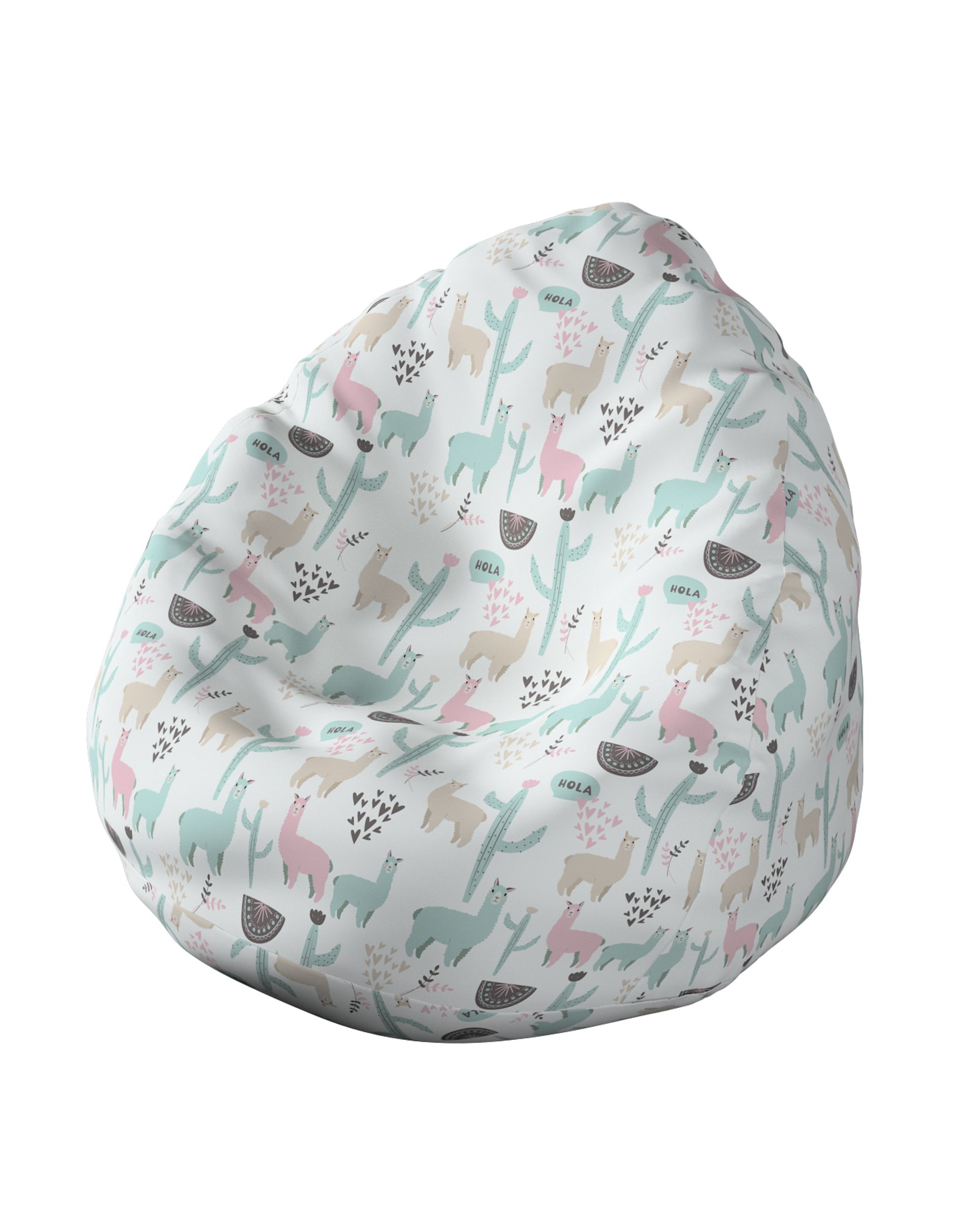 Pouf poire Bowli couleur vert tissu à motifs
