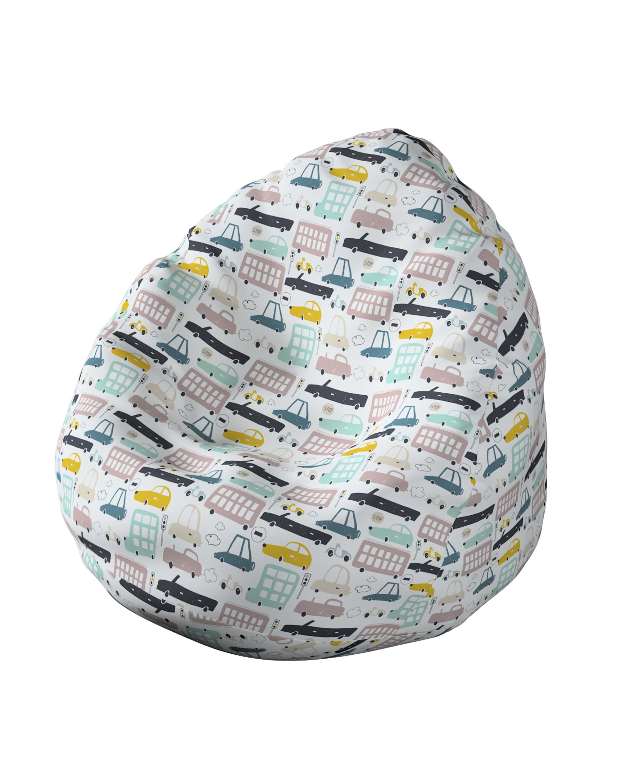Pouf poire Bowli couleur beige tissu à motifs