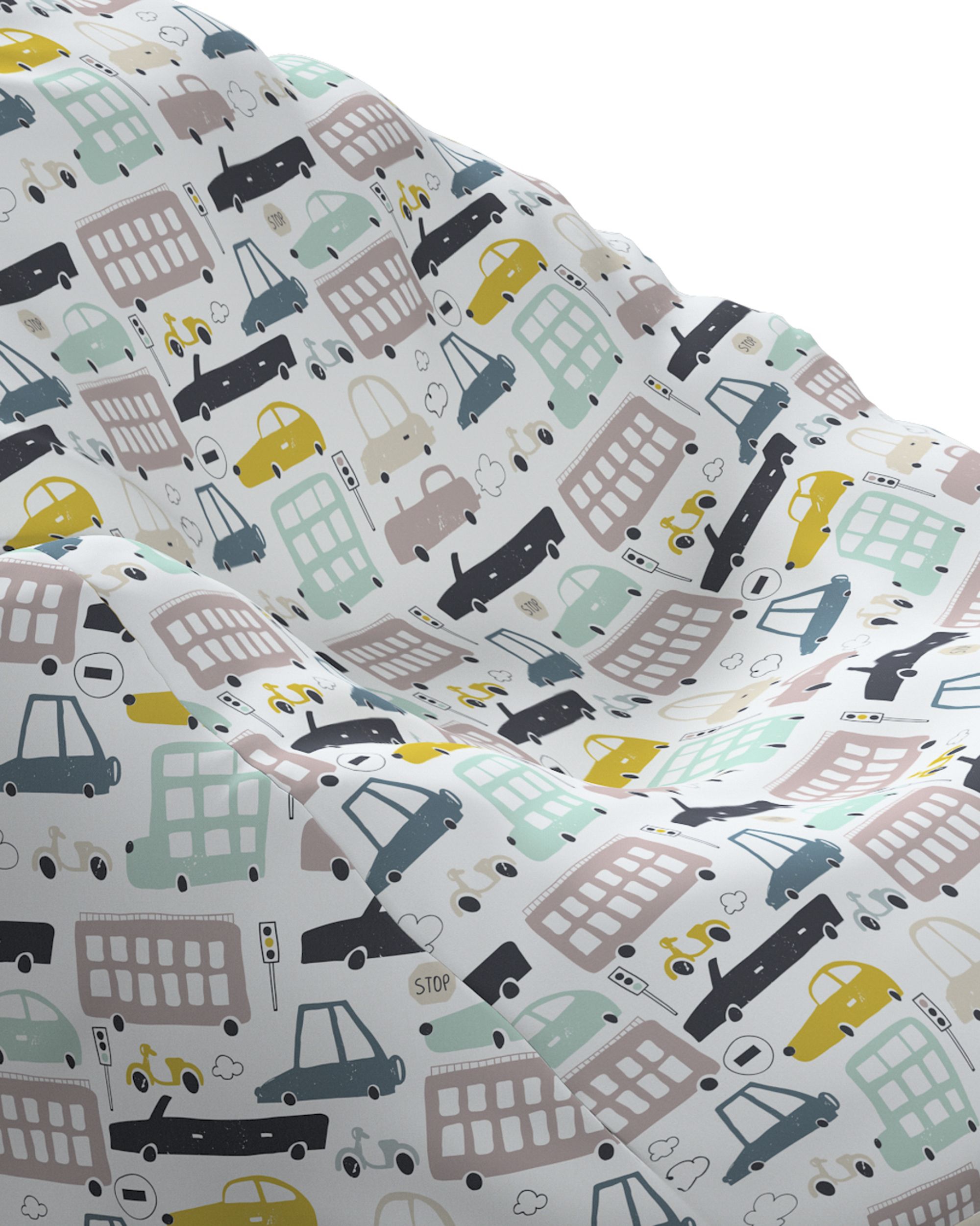 Pouf poire Bowli couleur beige tissu à motifs (hover)