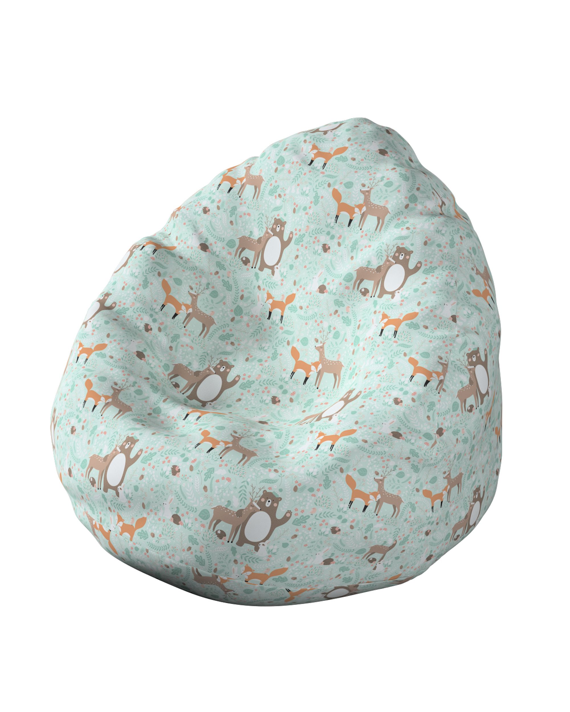 Pouf poire Bowli couleur vert tissu à motifs