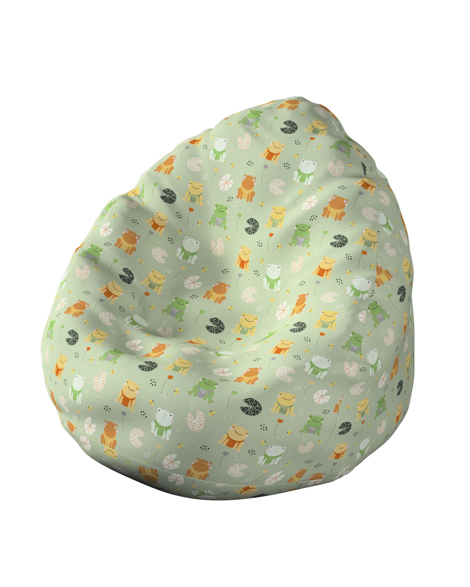 Pouf poire Bowli couleur vert tissu à motifs