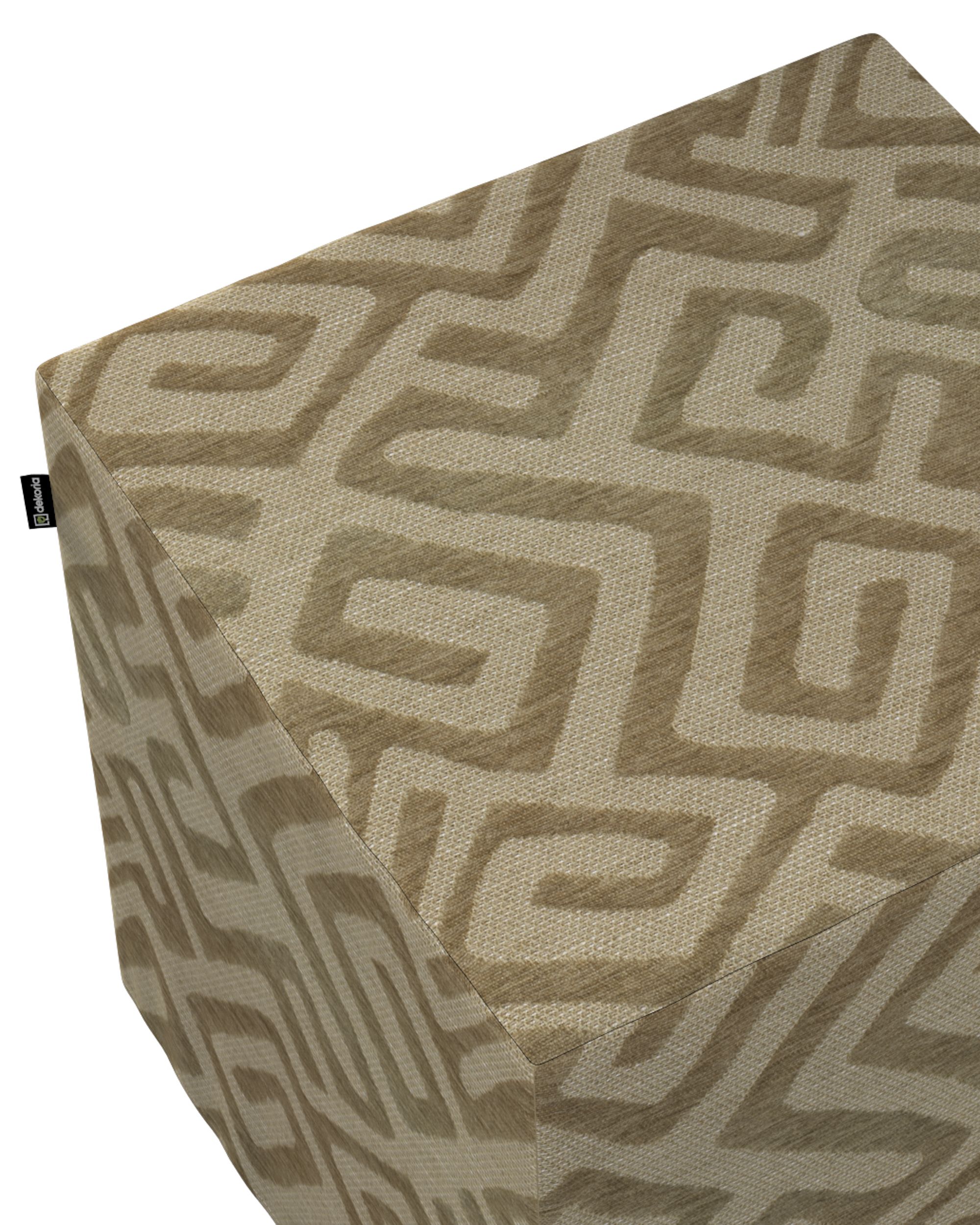 Pouf cube Nano couleur beige tissu tresse, à motifs (hover)