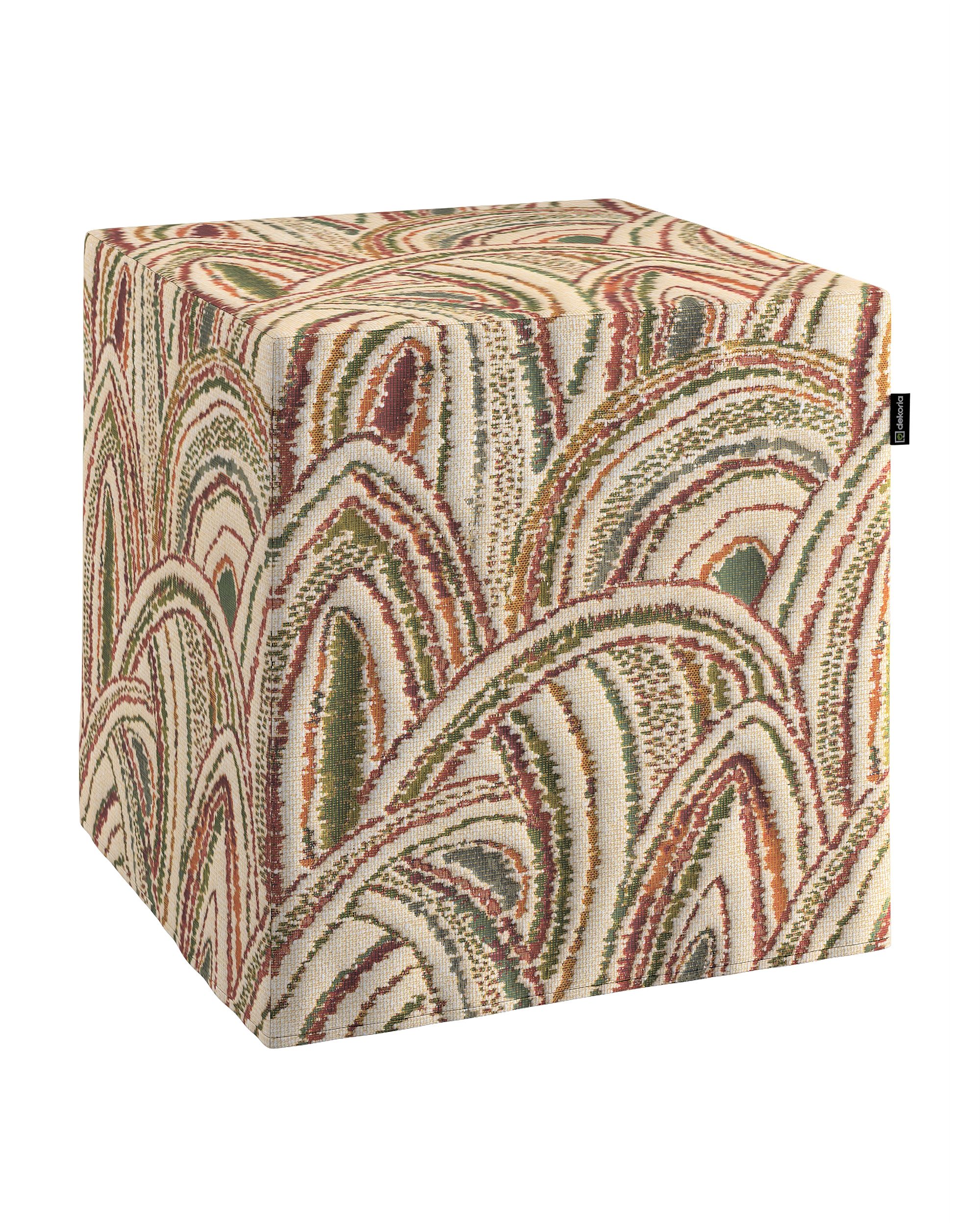 Pouf cube Nano couleur multicolore tissu tresse, à motifs