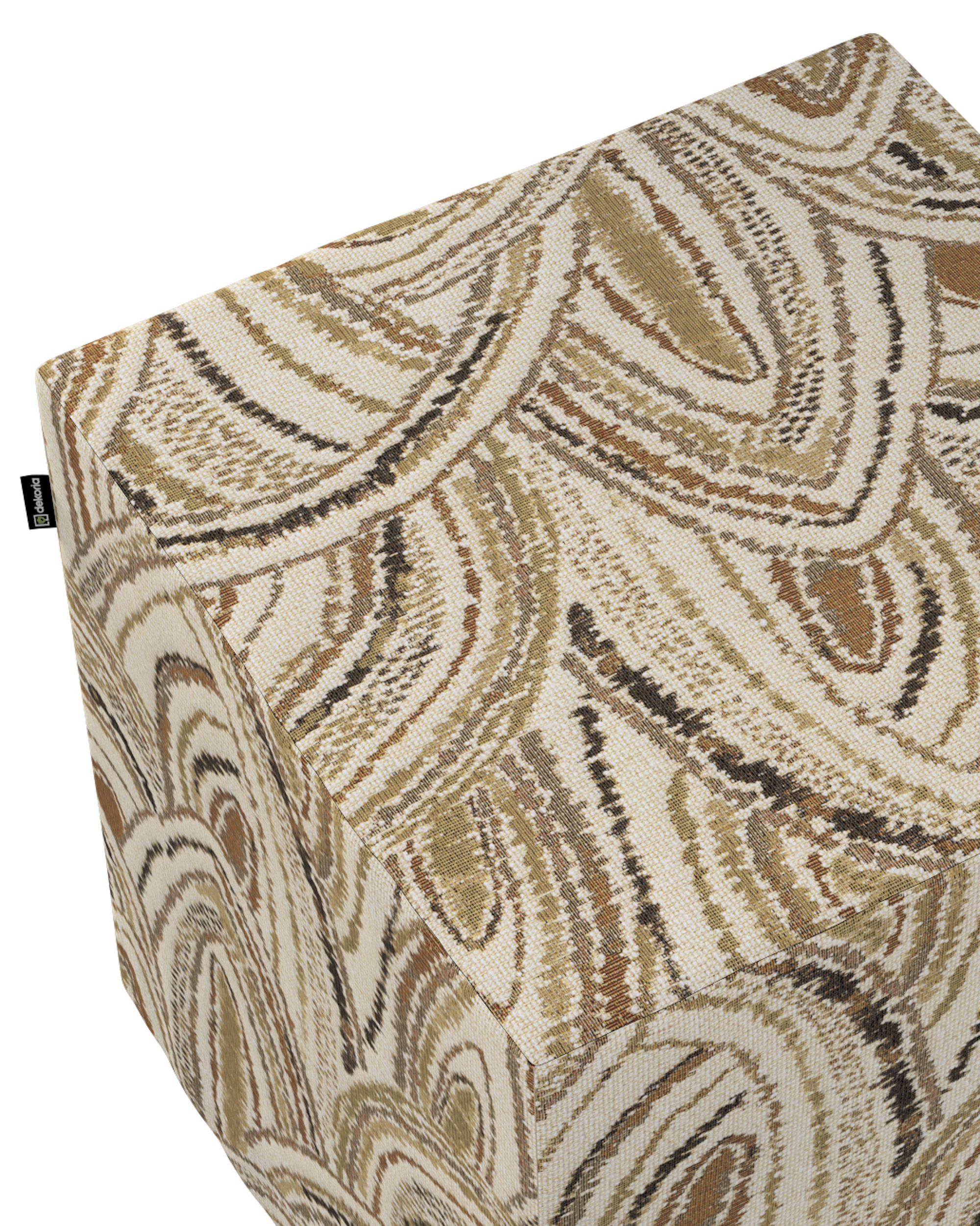 Pouf cube Nano couleur beige tissu tresse, à motifs (hover)