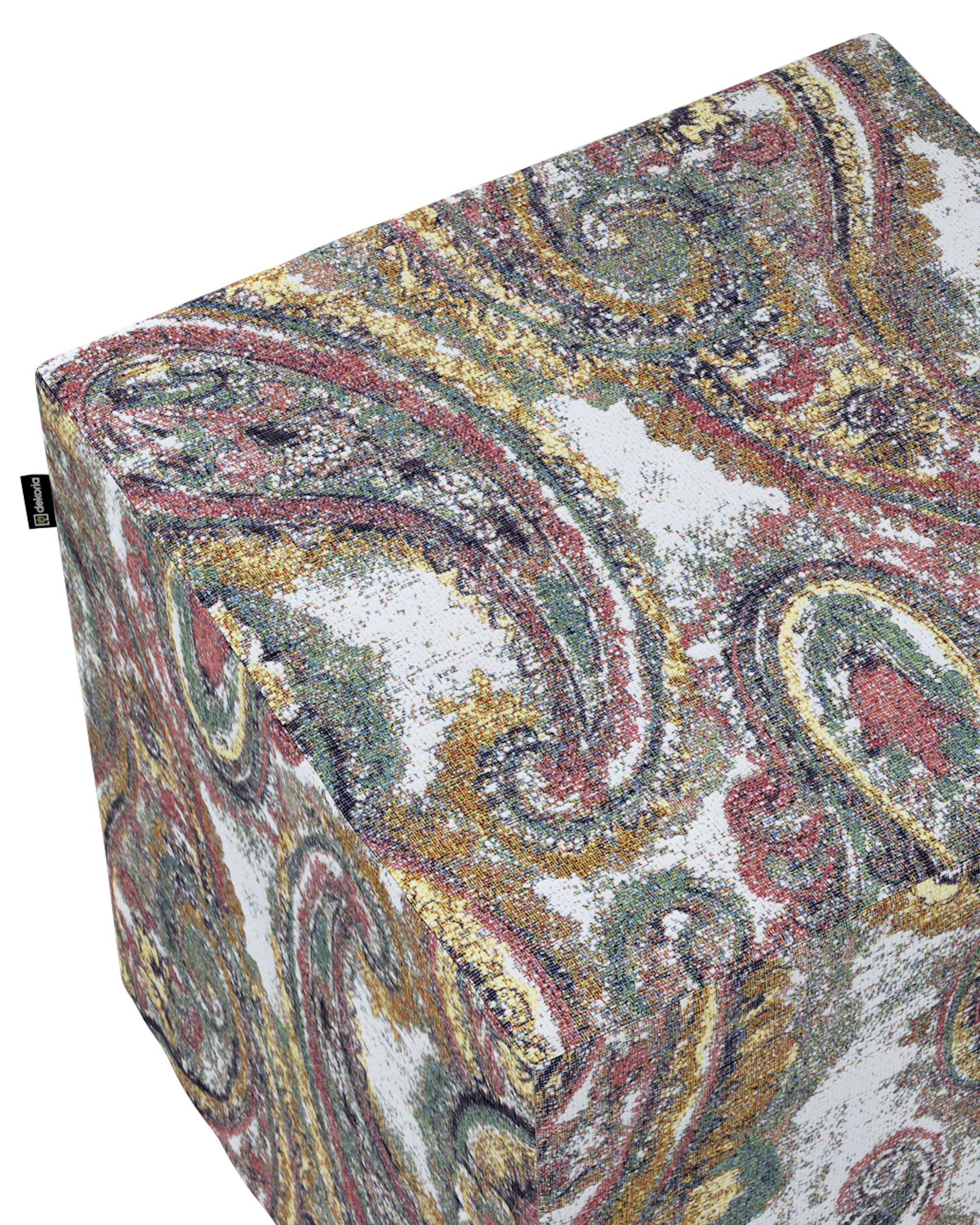 Pouf cube Nano couleur multicolore tissu tresse, à motifs (hover)