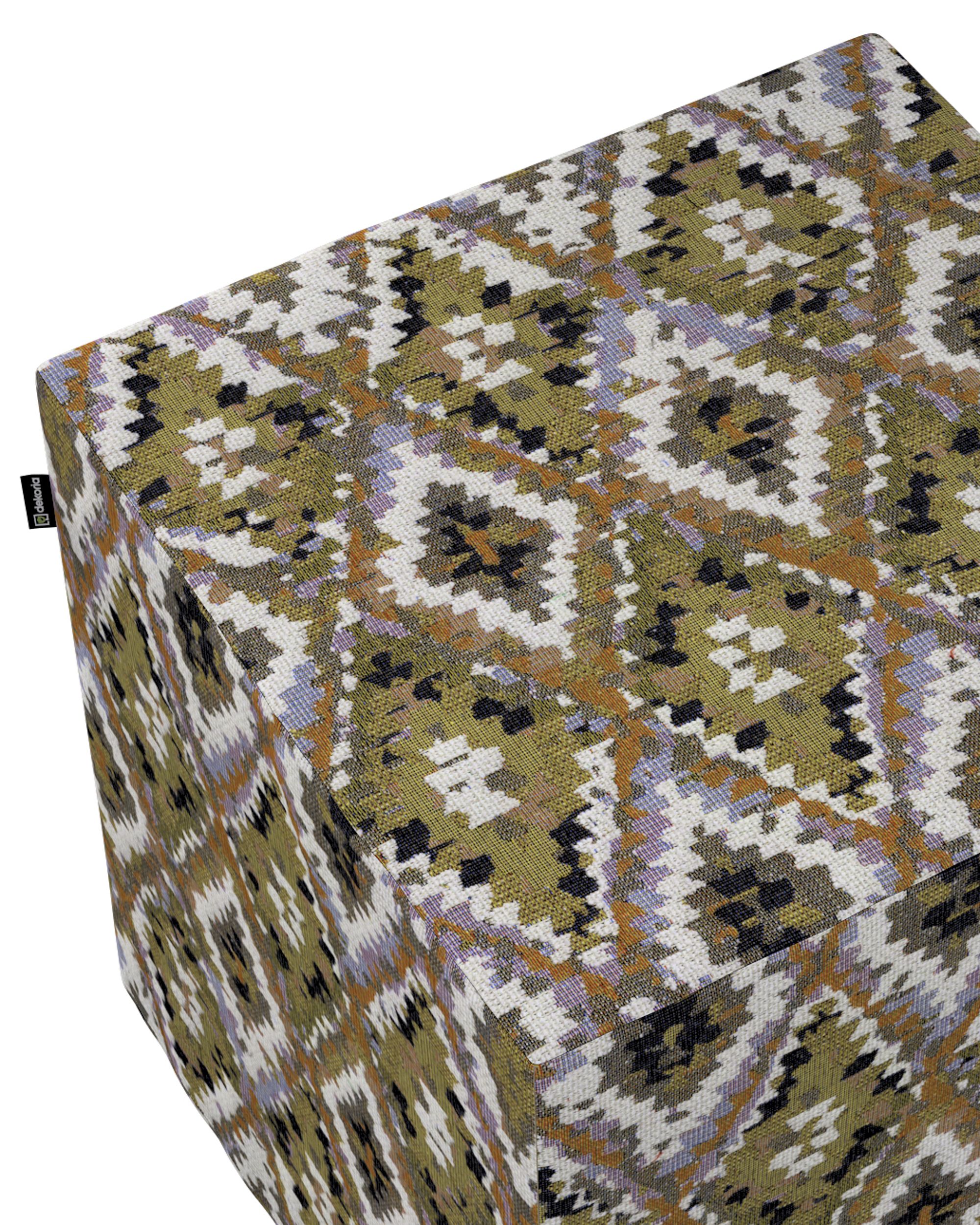 Pouf cube Nano couleur multicolore tissu tresse, à motifs (hover)