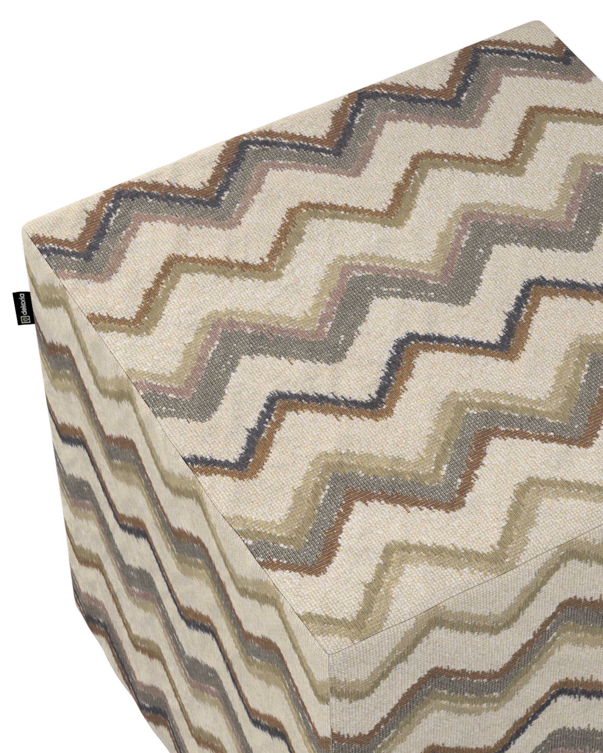 Pouf cube Nano couleur beige tissu tresse, à motifs (hover)