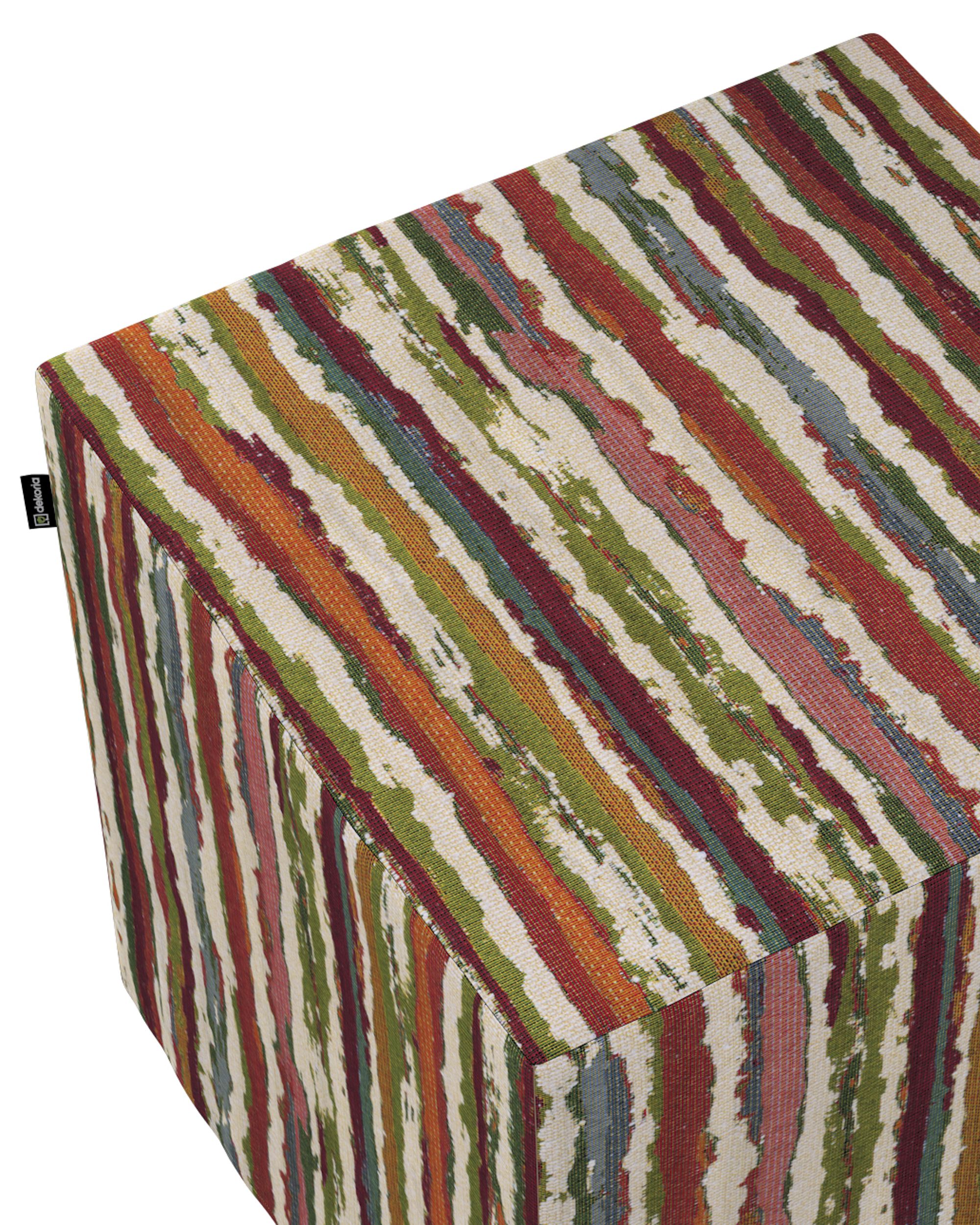 Pouf cube Nano couleur multicolore tissu tresse, à motifs (hover)