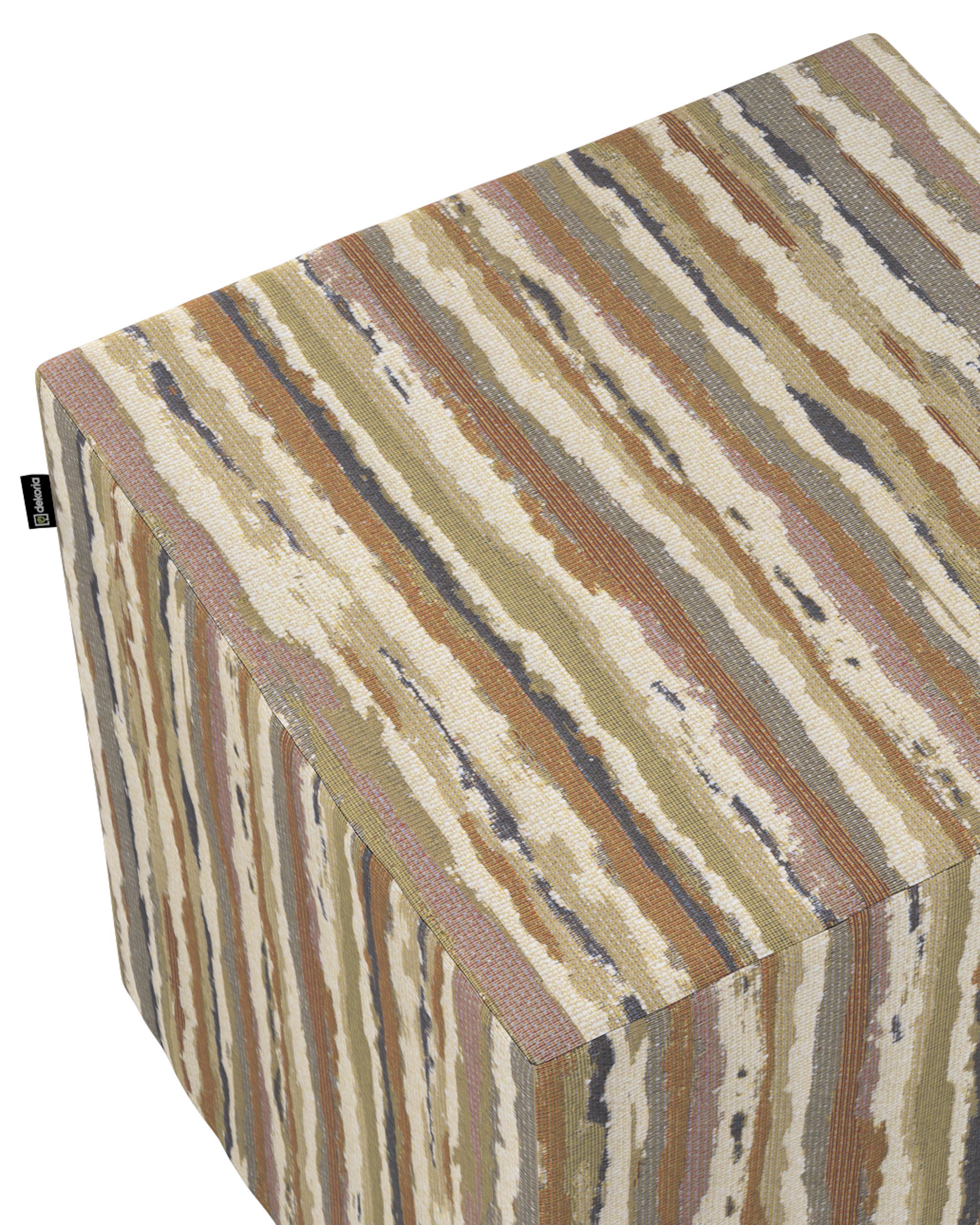 Pouf cube Nano couleur beige tissu tresse, à motifs (hover)